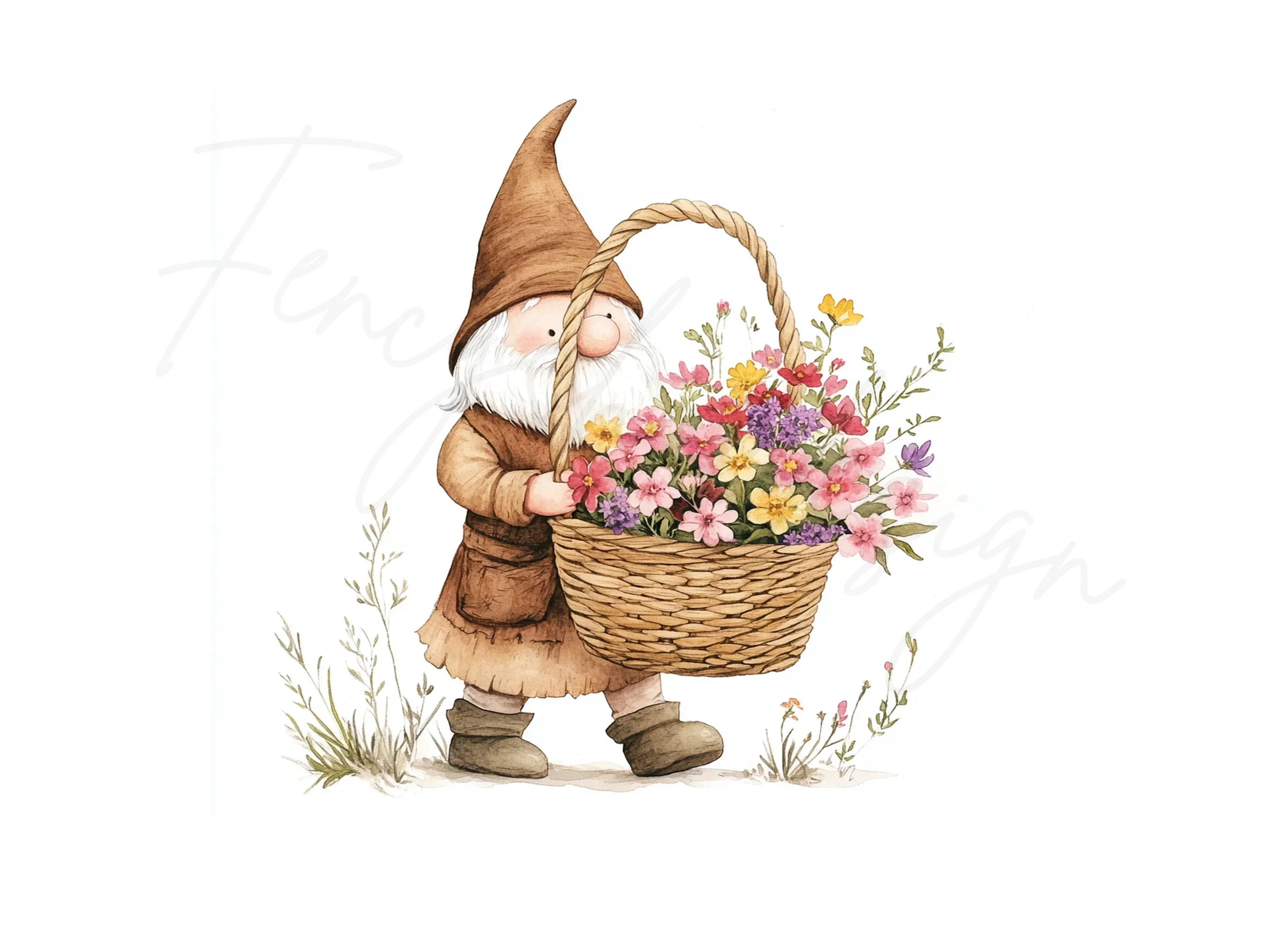 Spring Gnomes with Flower Baskets Clipart Bundle - Image 2