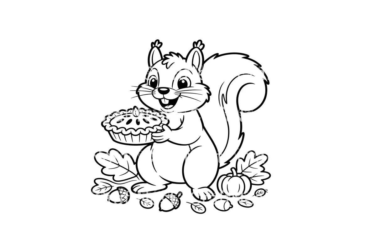 Squirrel with Pie Coloring Books - Image 2