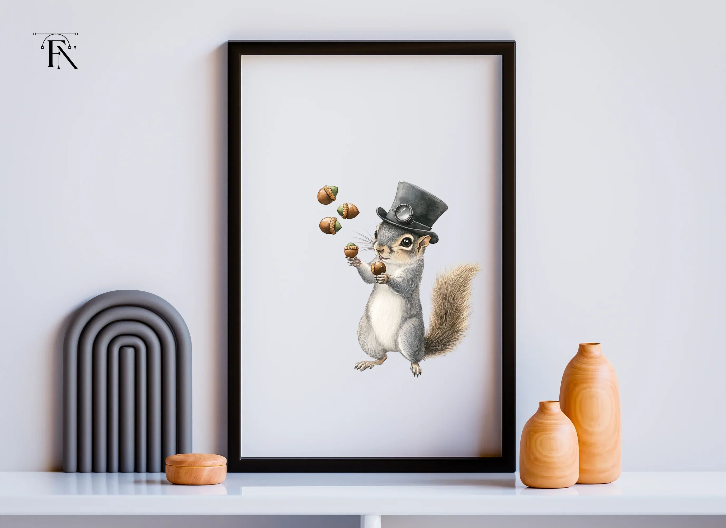 Squirrel with Top Hat and Acorns Clipart Bundle - Image 6
