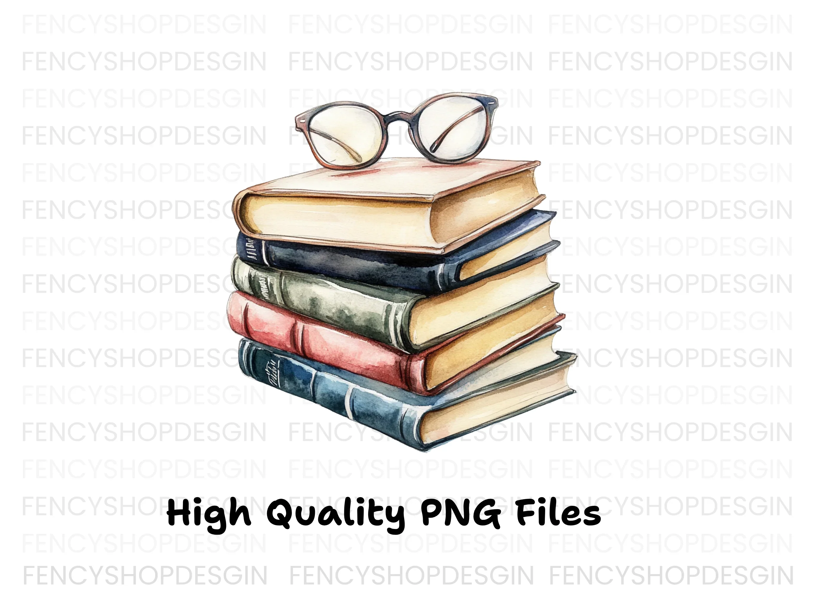 Stack of Books with Glasses Clipart Bundle - Image 3