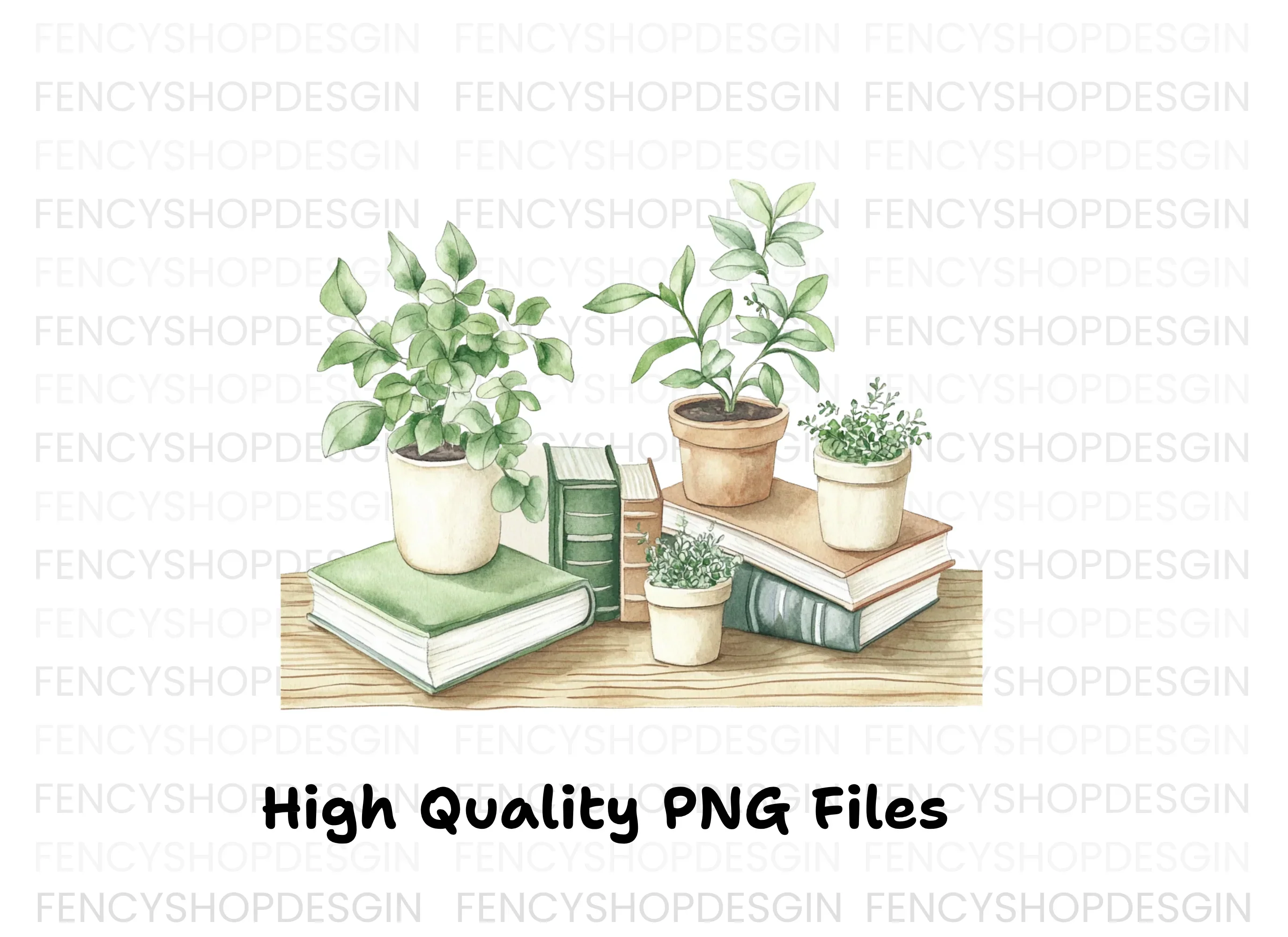 Stack of Books with Plants Clipart Bundle - Image 3