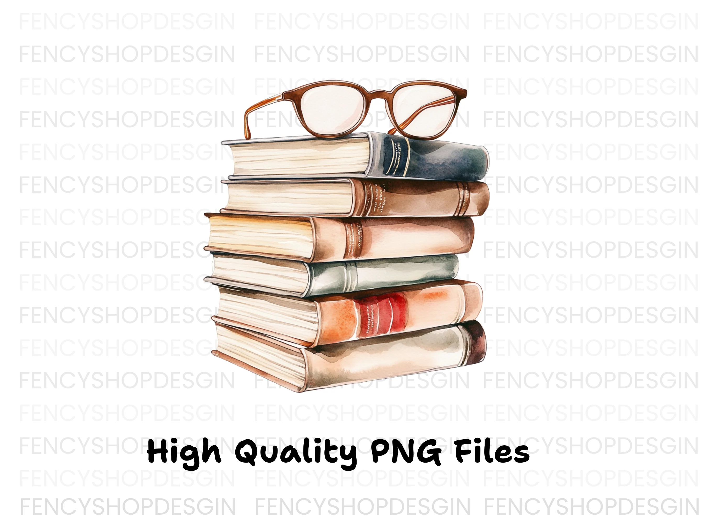 Stack of Books with Reading Glasses Clipart Bundle - Image 3