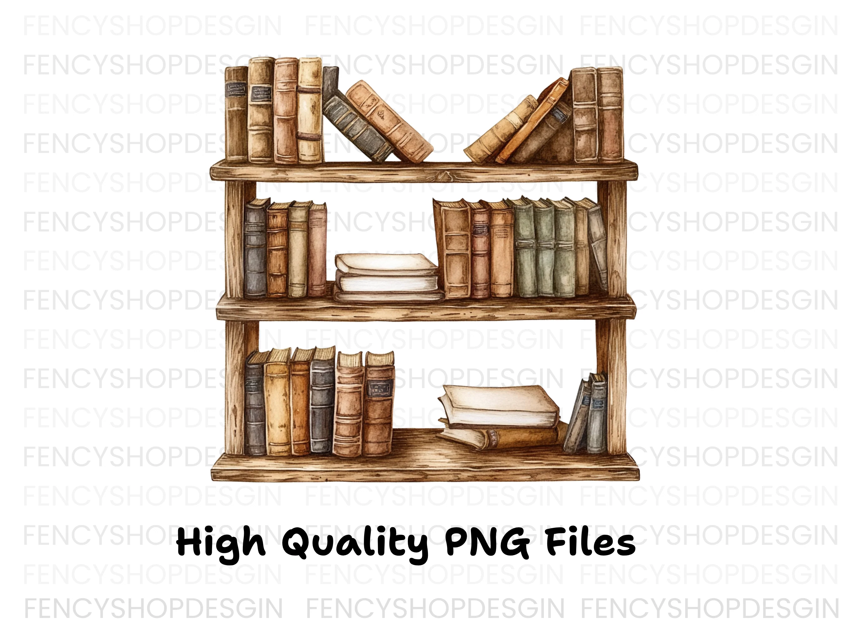 Stacked Books and Shelf Clipart Bundle - Image 3