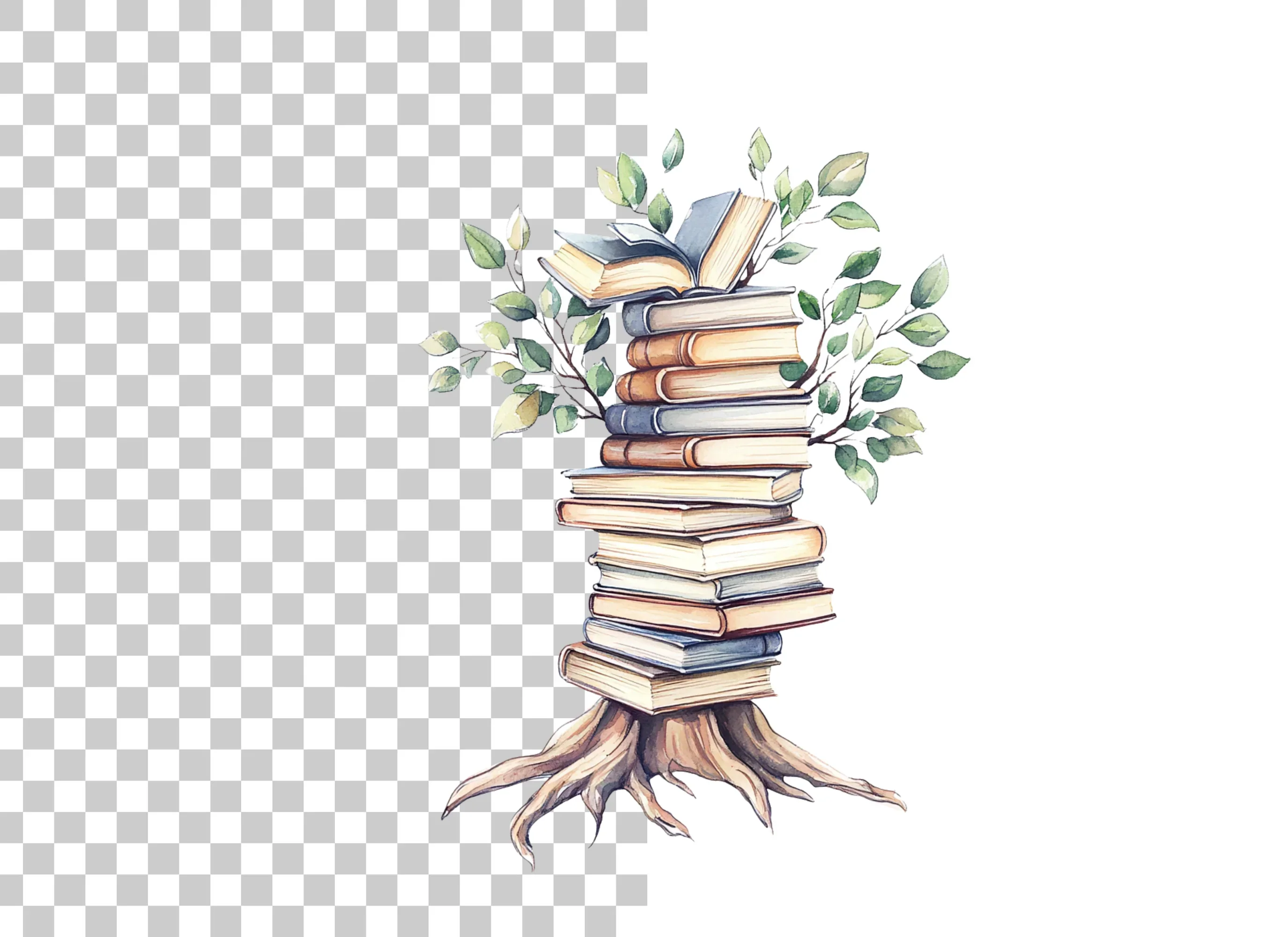 Stacked Books with Leaves Clipart Bundle - Image 6