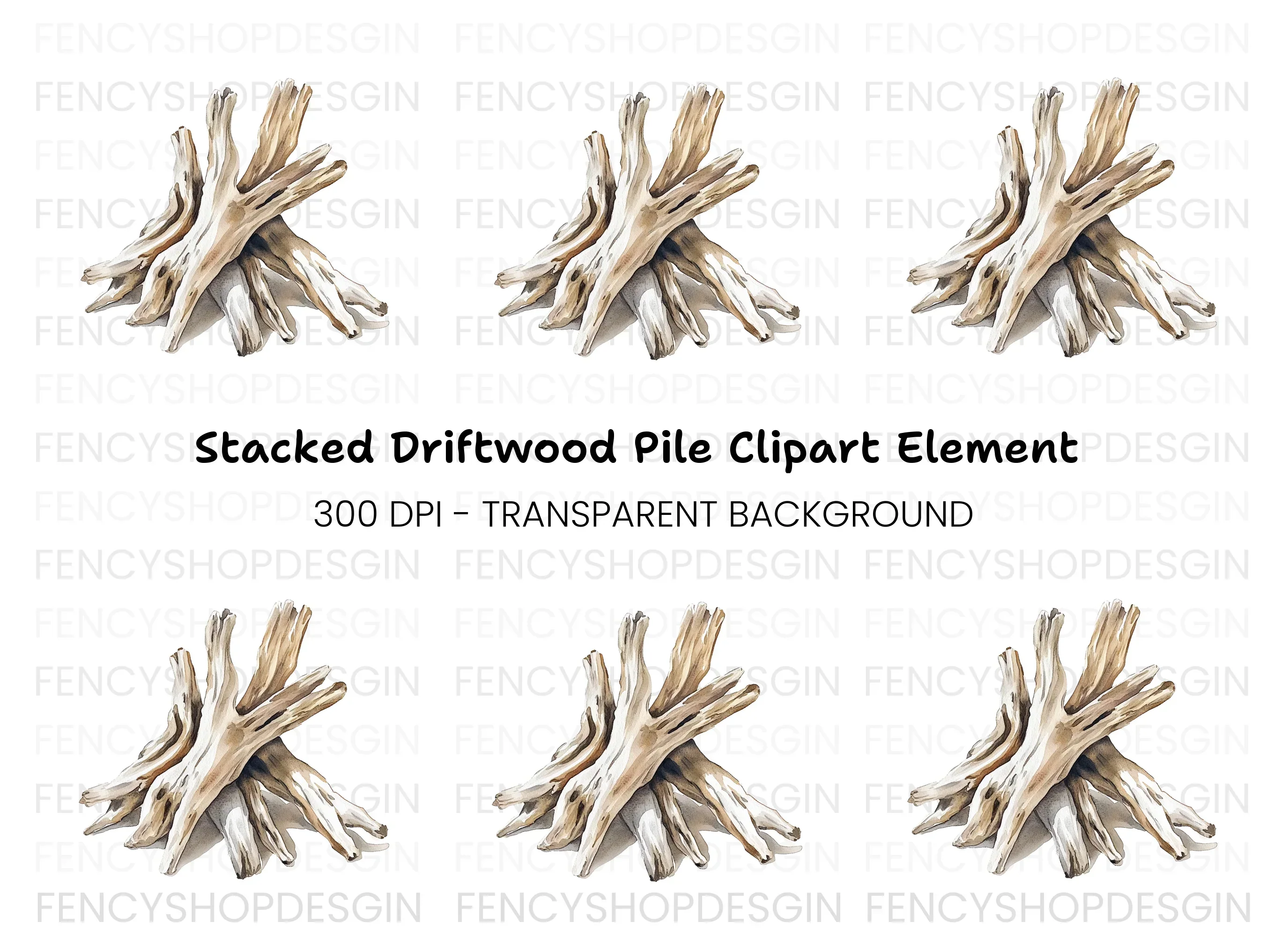 Stacked Driftwood Clipart Bundle