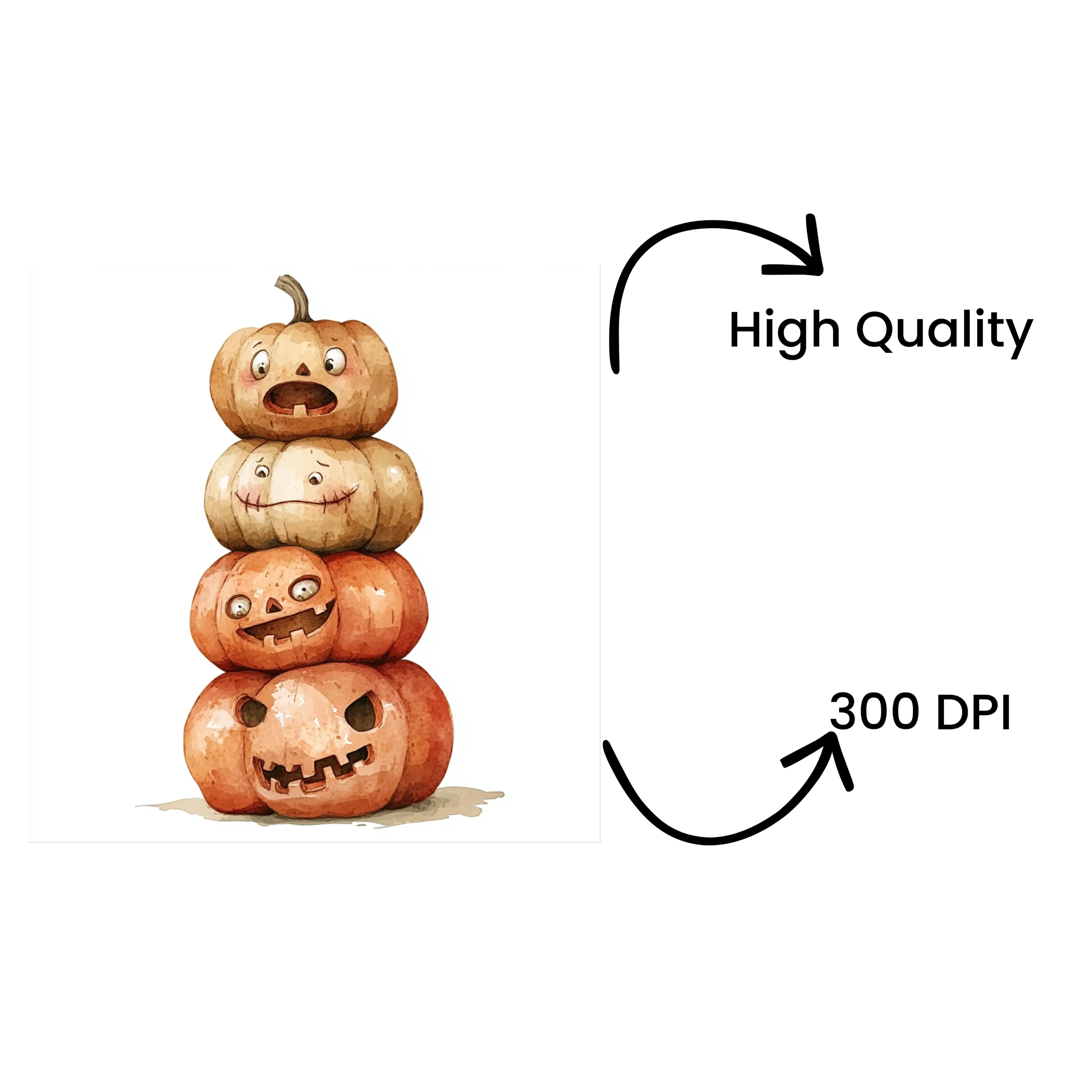 Stacked Halloween Jack Lantern Clipart Bundle - Image 4