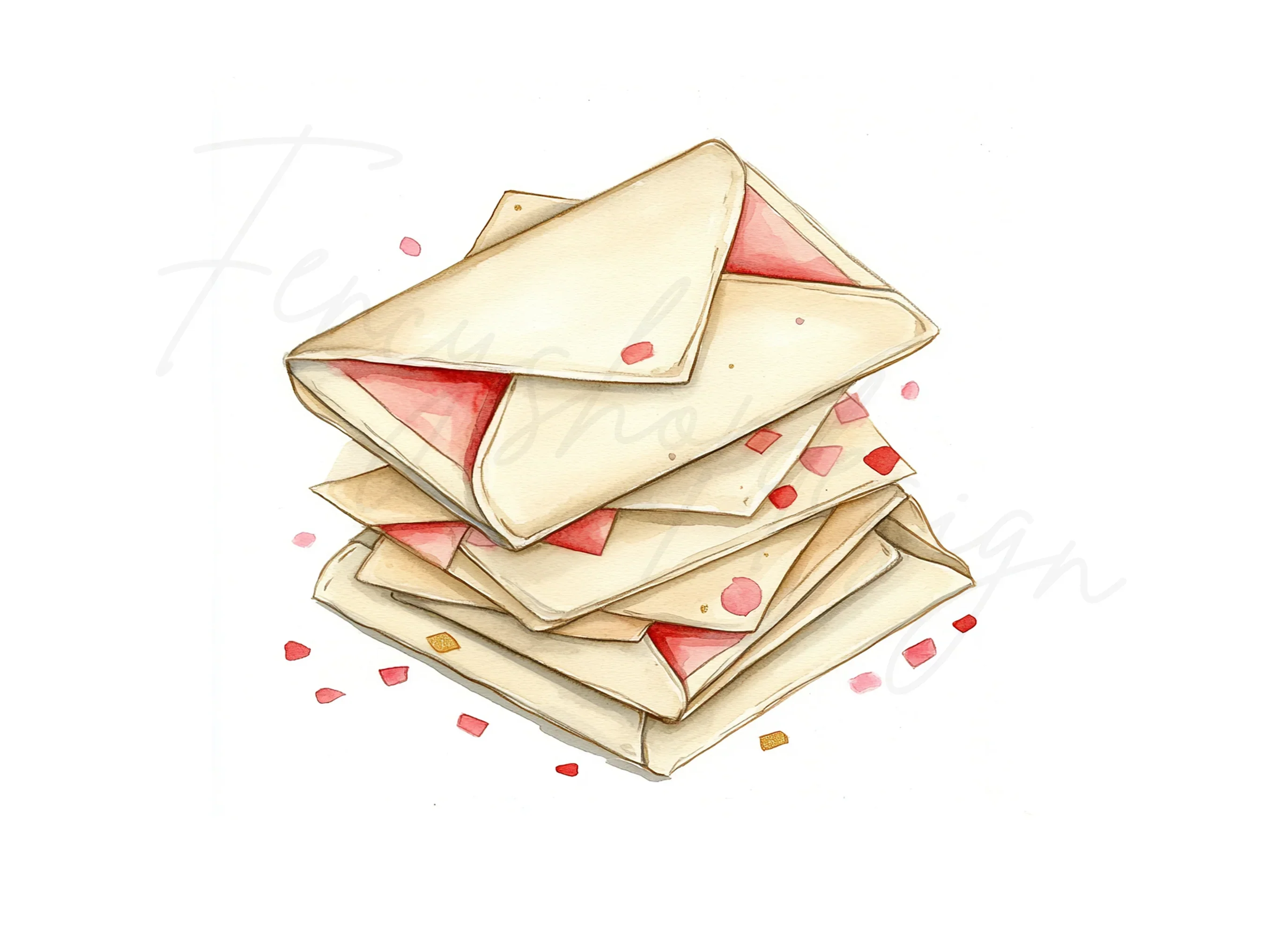Stacked Love Letter Envelopes Clipart Bundle - Image 2