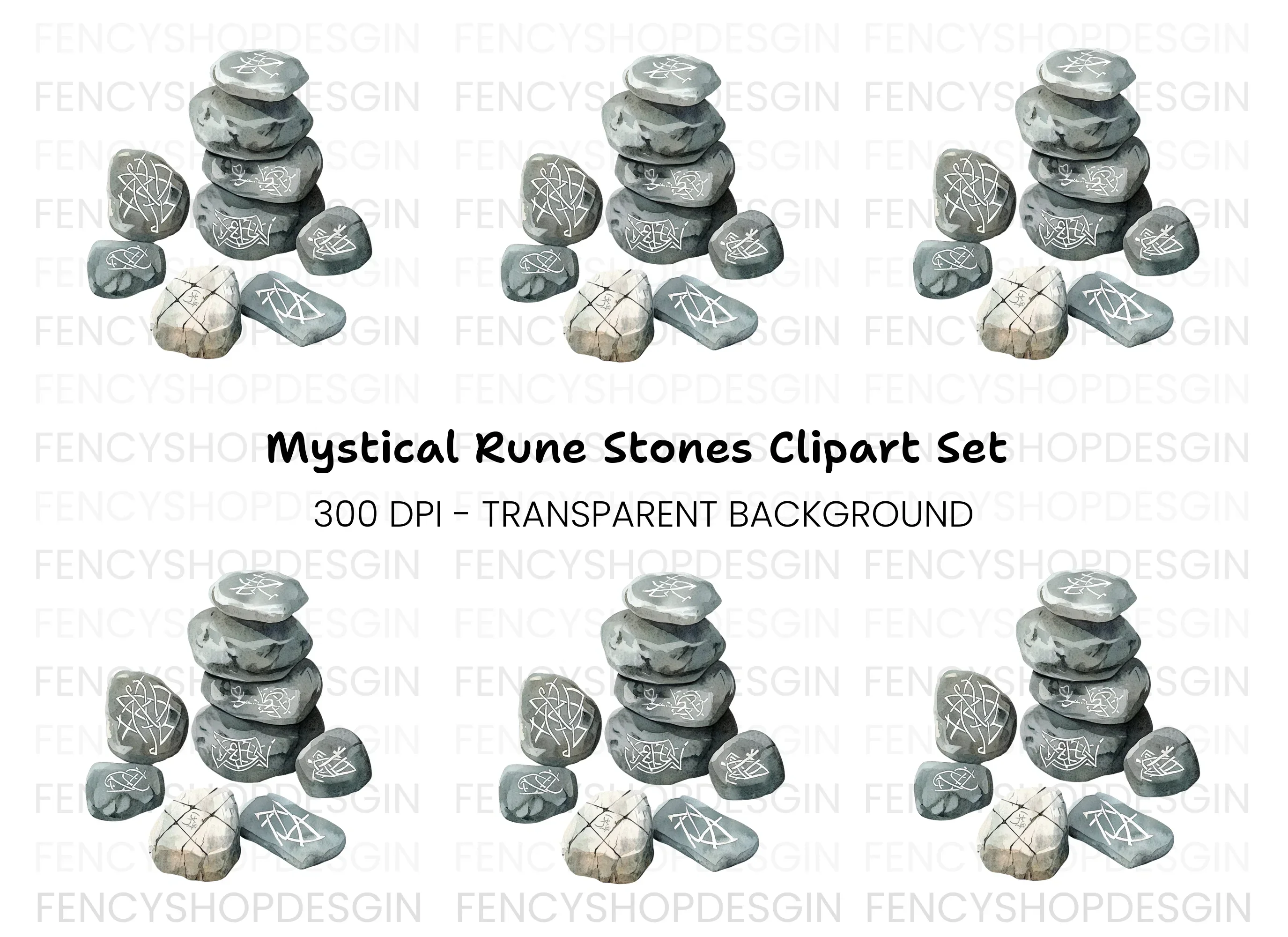 Stacked Rune Stones Clipart Bundle