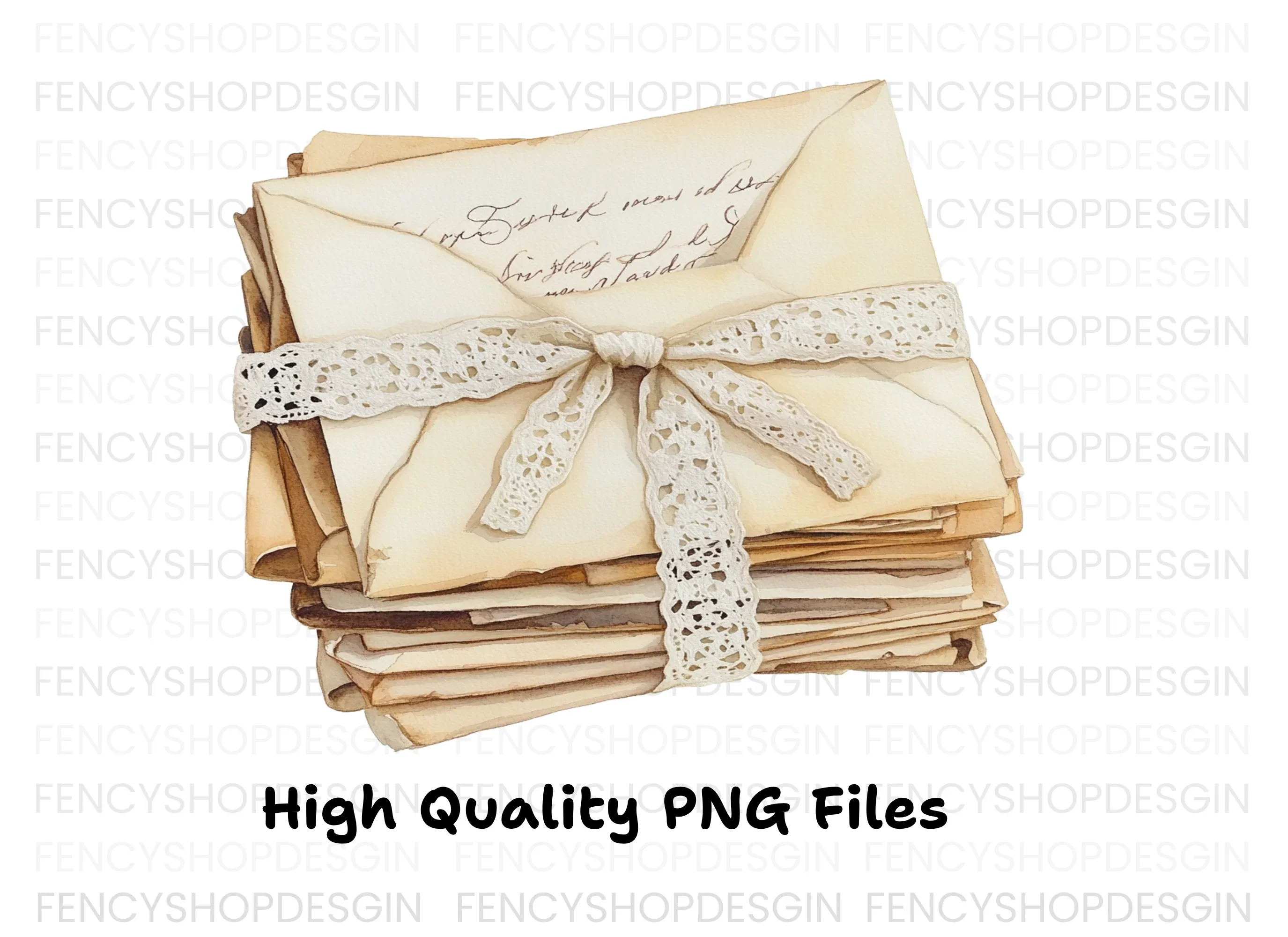 Stacked Vintage Letters with Lace Bows Clipart Bundle - Image 2