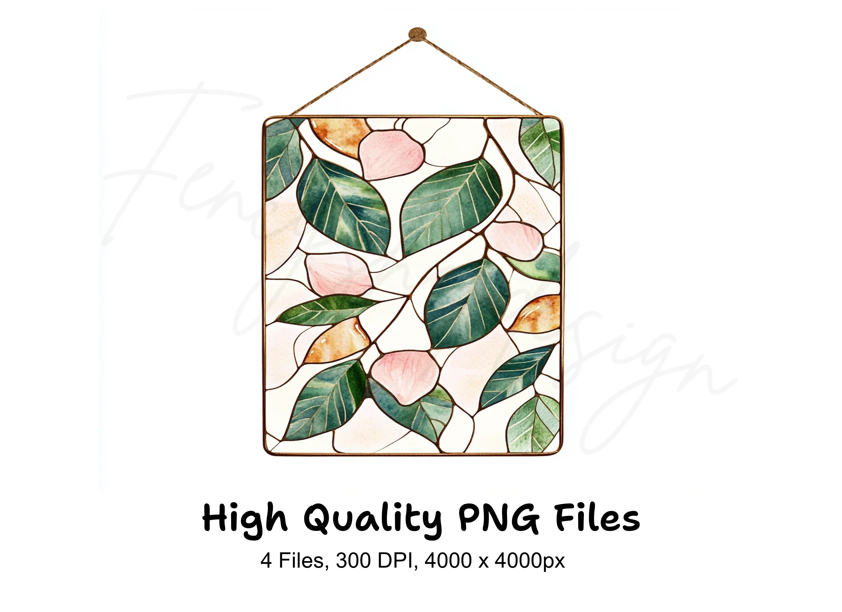 Stained Glass Botanical Clipart Bundle