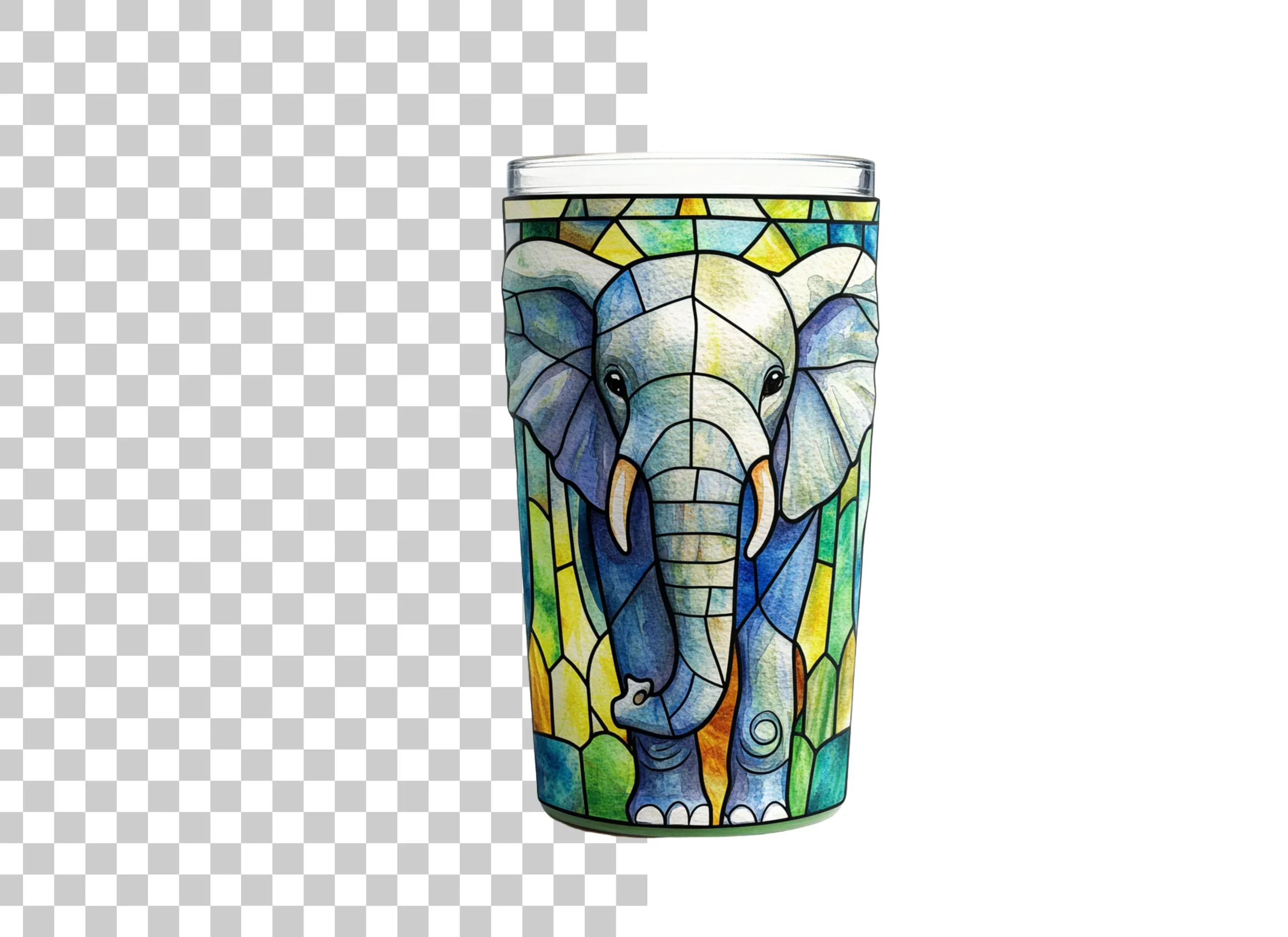 Stained Glass Elephant Tumbler Clipart Bundle - Image 2