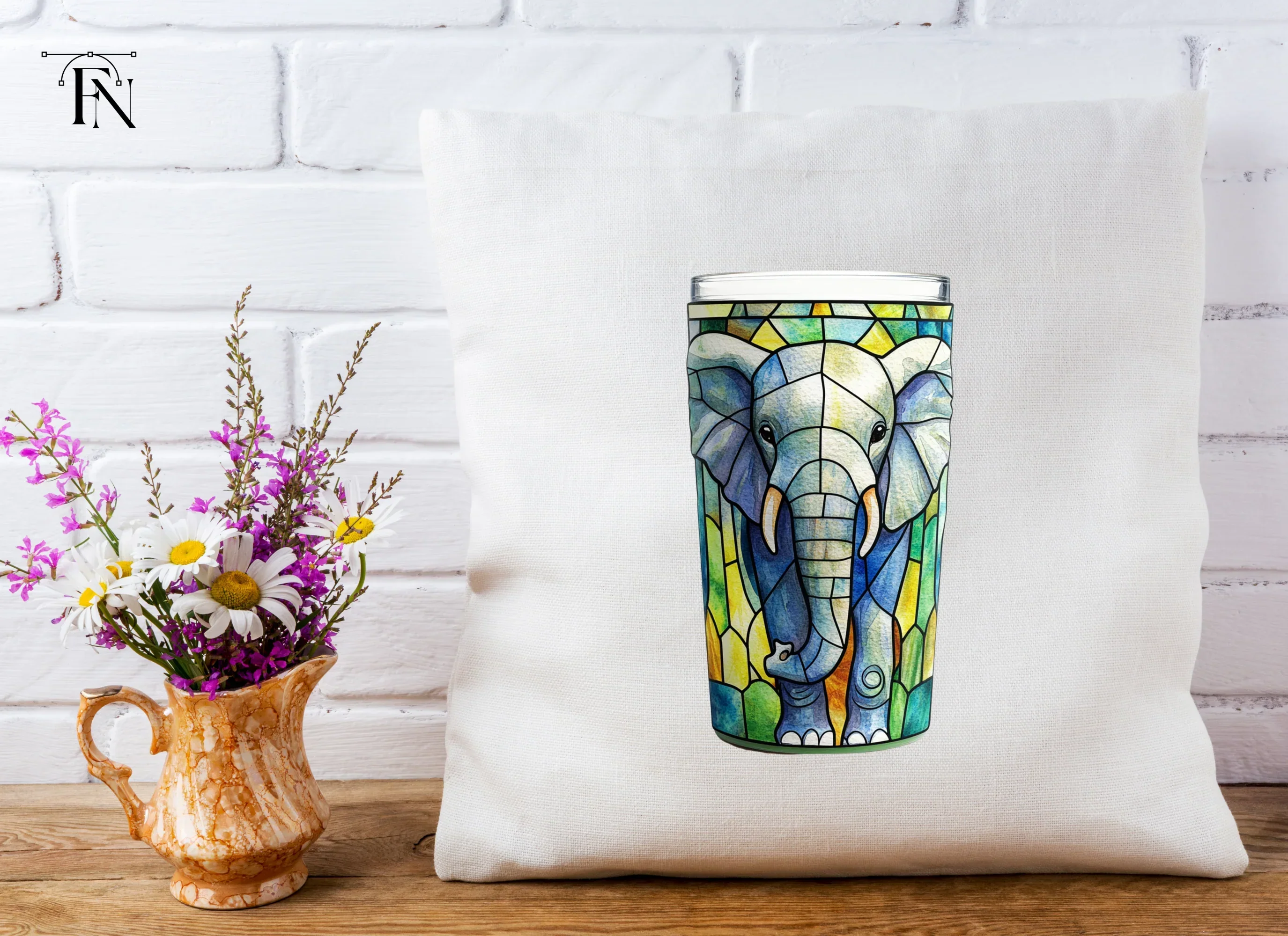 Stained Glass Elephant Tumbler Clipart Bundle - Image 5