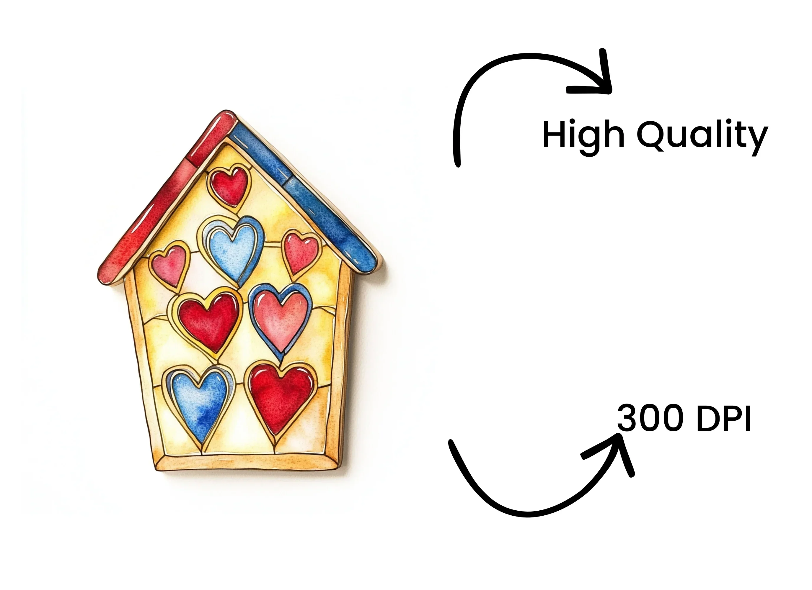 Stained Glass Heart House Clipart Bundle - Image 4