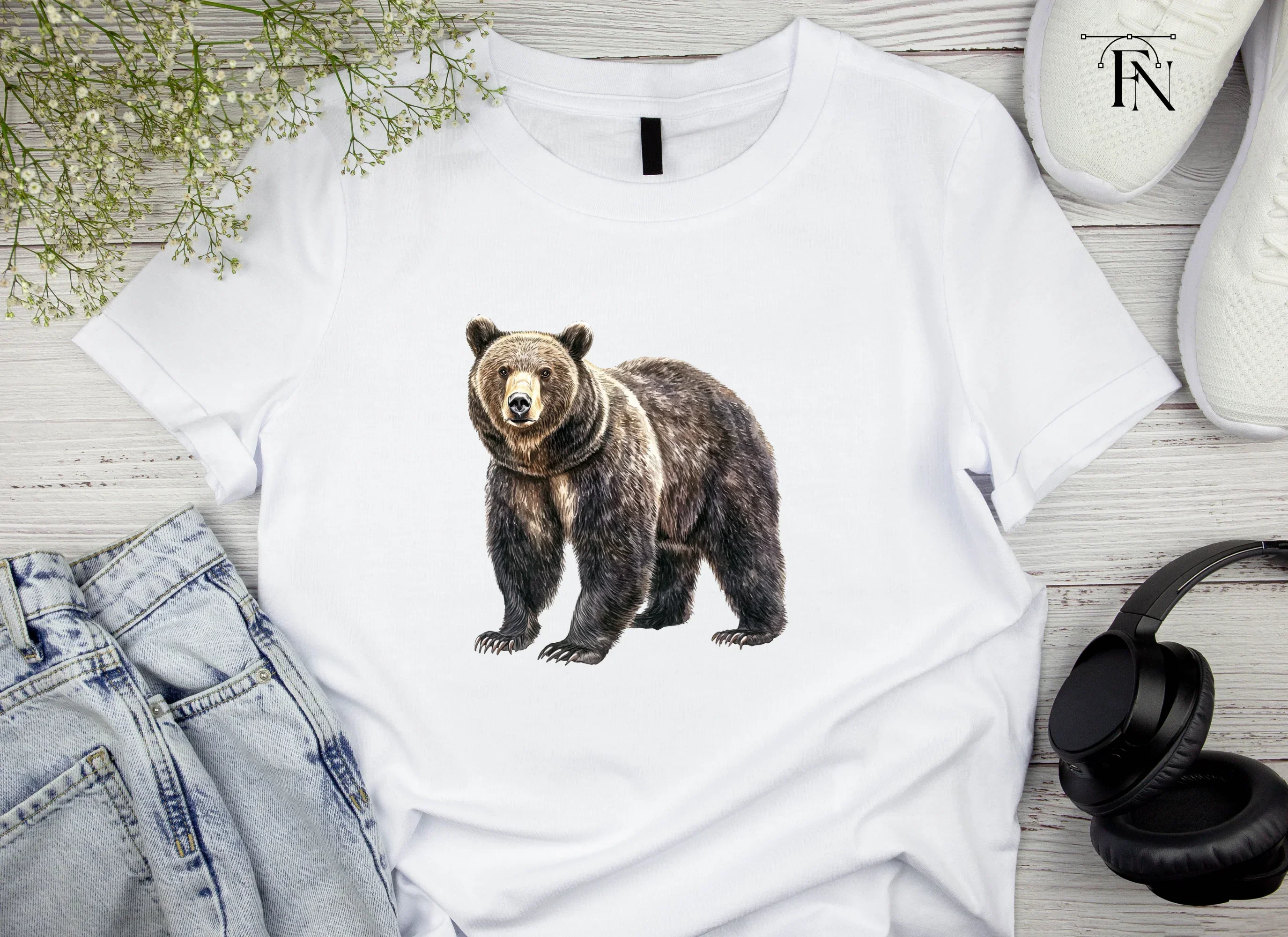 Standing Grizzly Bear Duo Clipart Bundle - Image 6