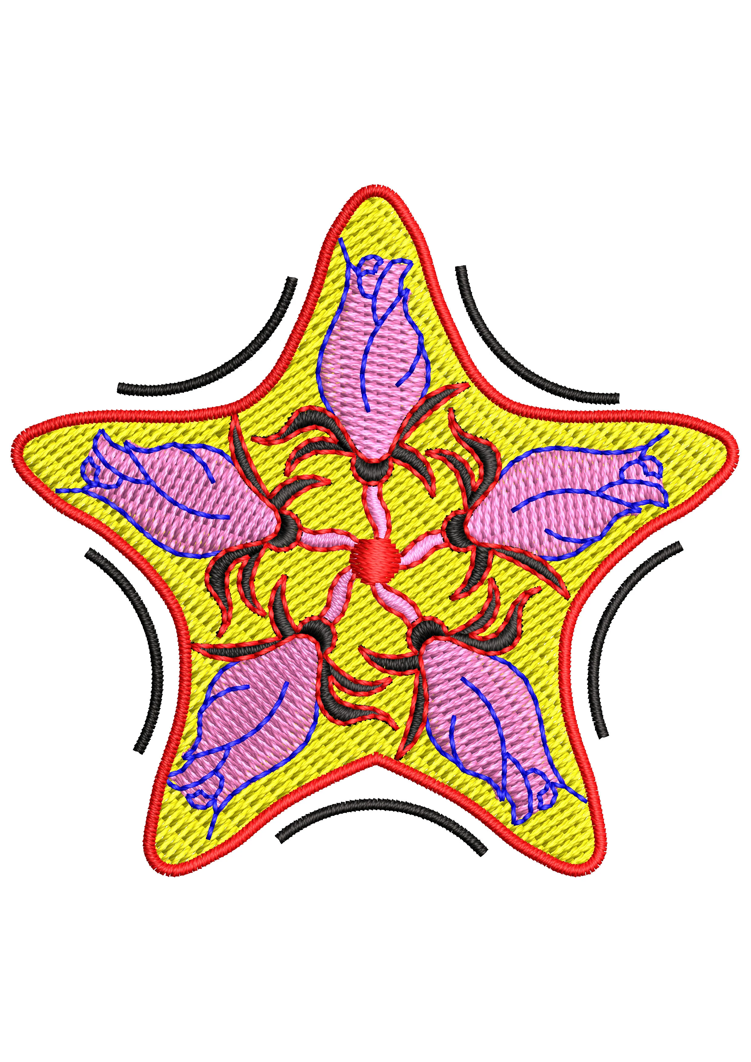 Star Flower Embroidery Design