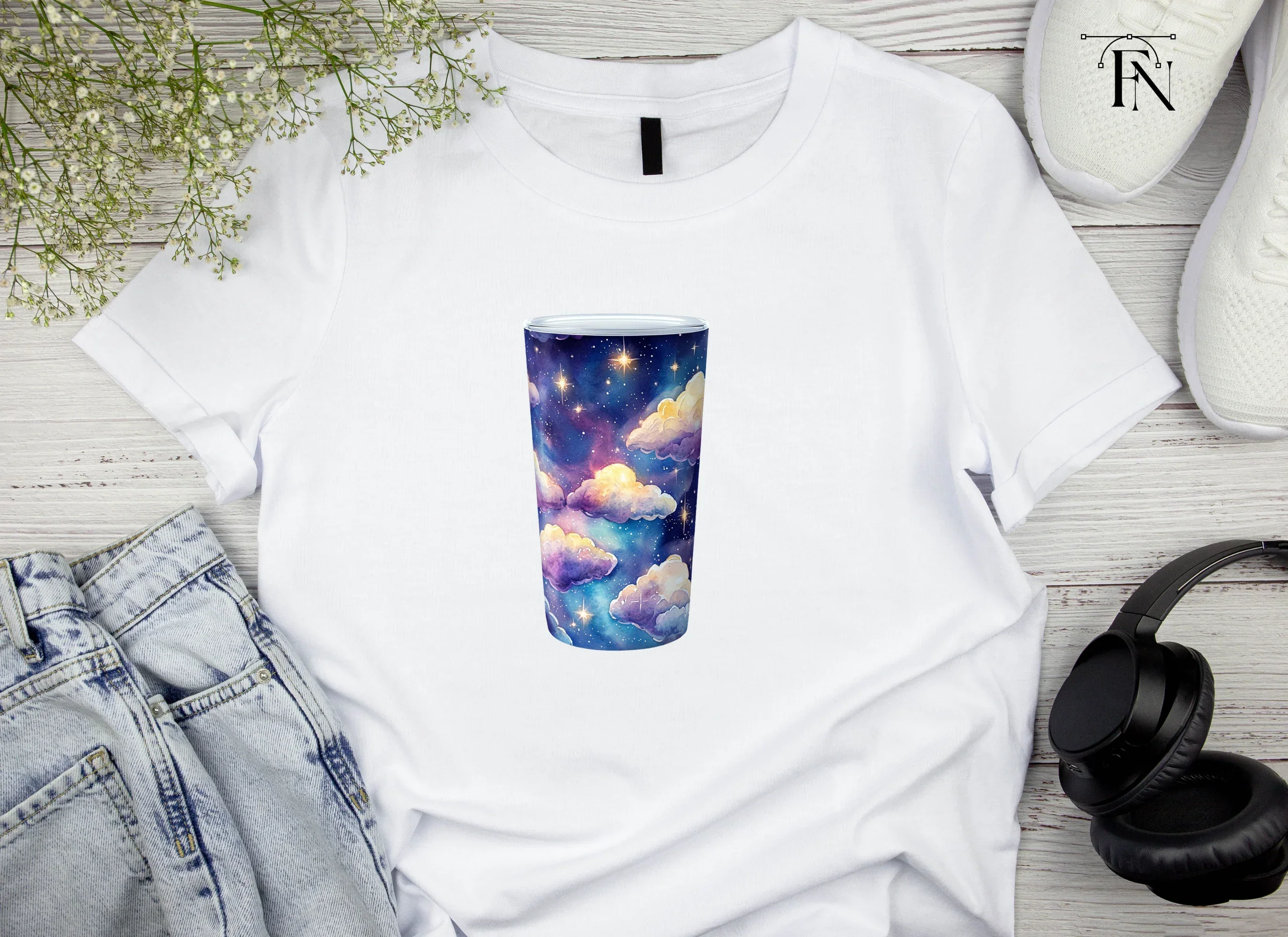 Starry Night Clouds Tumbler Clipart Bundle - Image 4