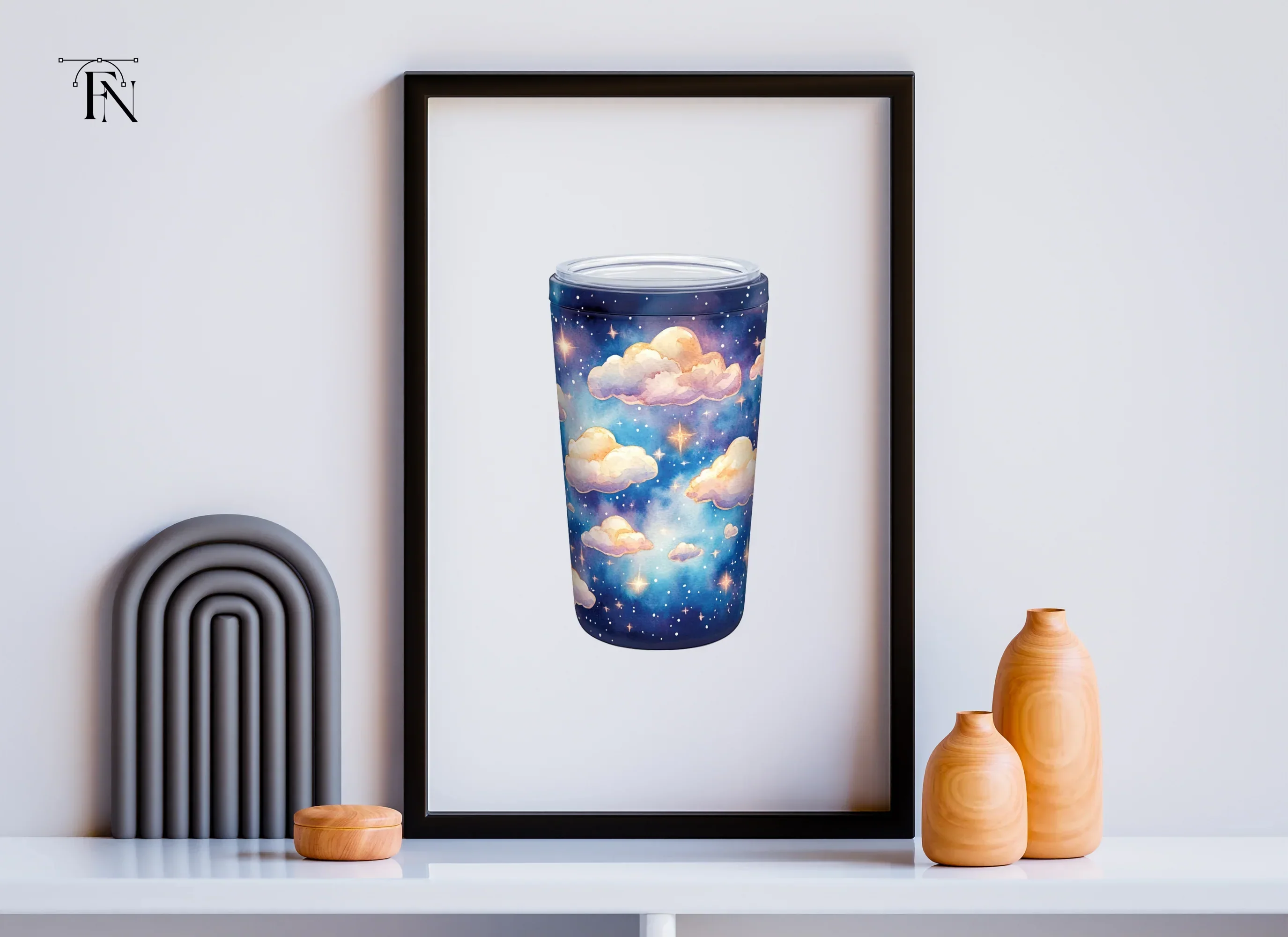 Starry Night Clouds Tumbler Clipart Bundle - Image 6