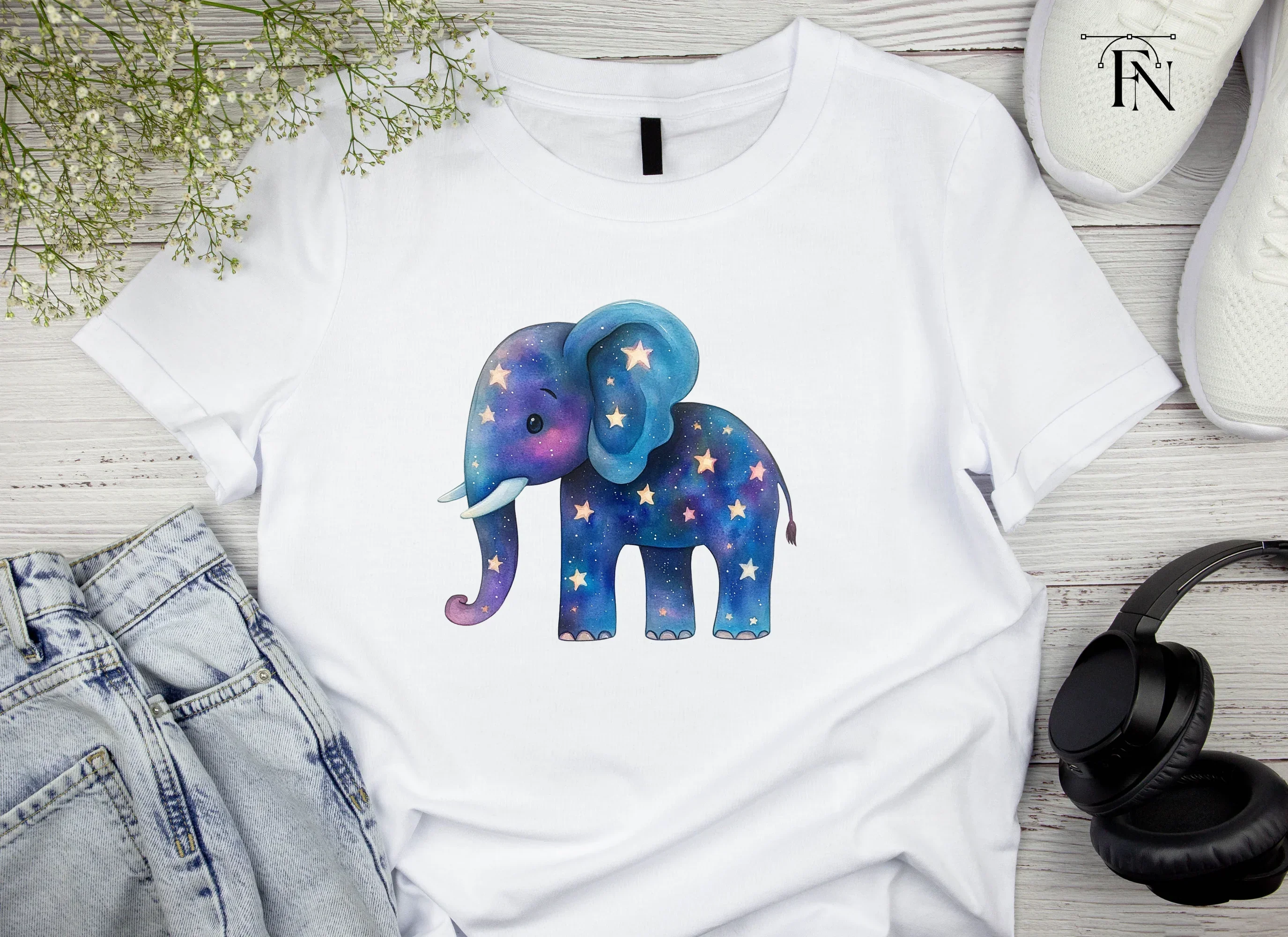 Starry Night Elephant Clipart Bundle - Image 3