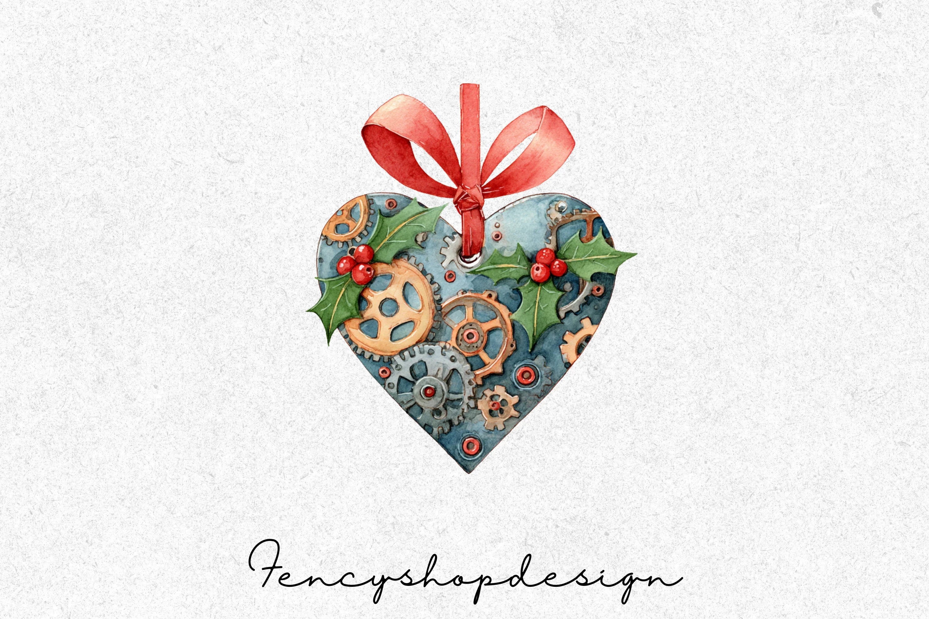 Steampunk Clockwork Christmas Tree Clipart Bundle - Image 6