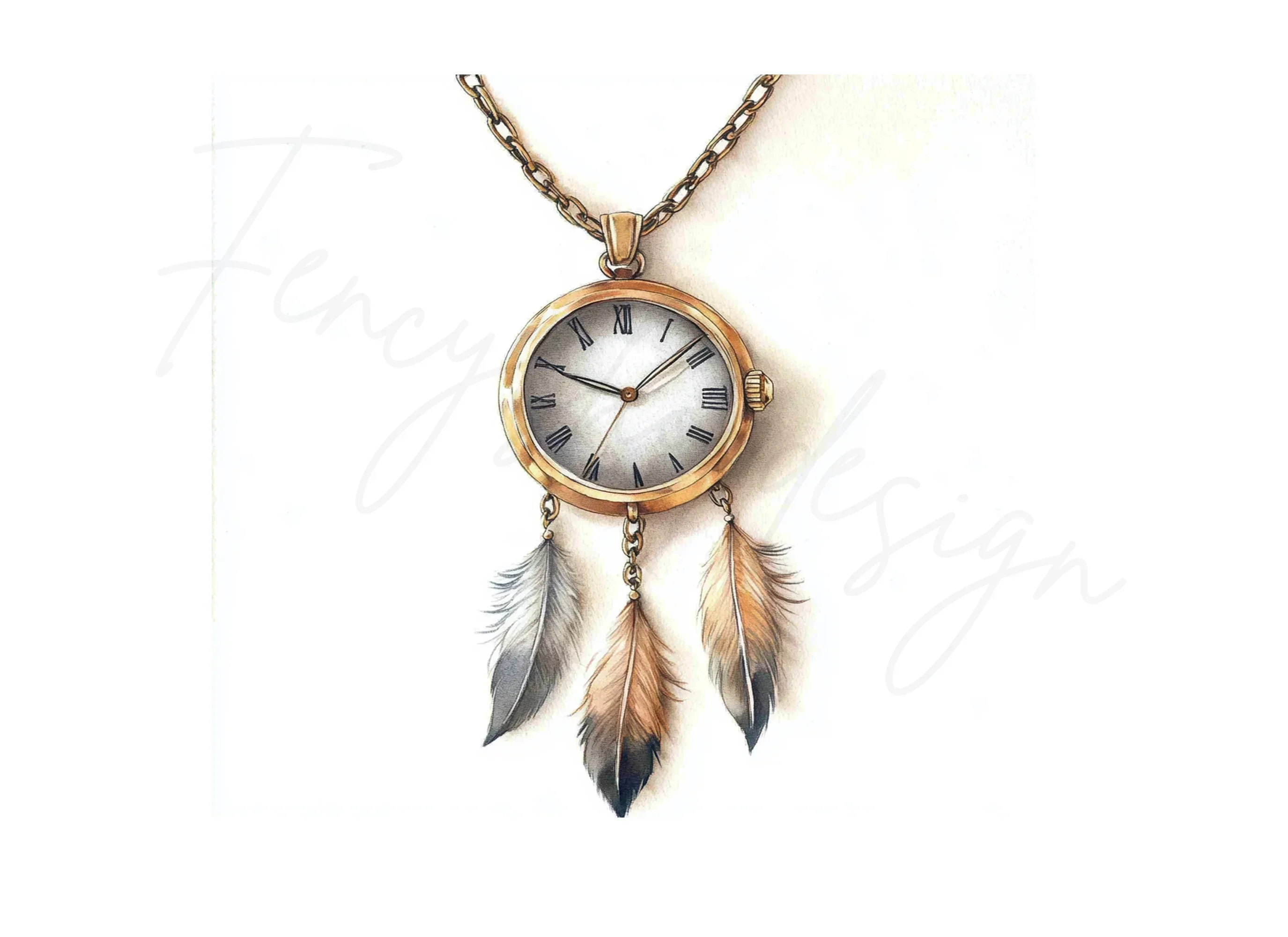 Steampunk Dream Catcher Clock Necklace Clipart Bundle - Image 3