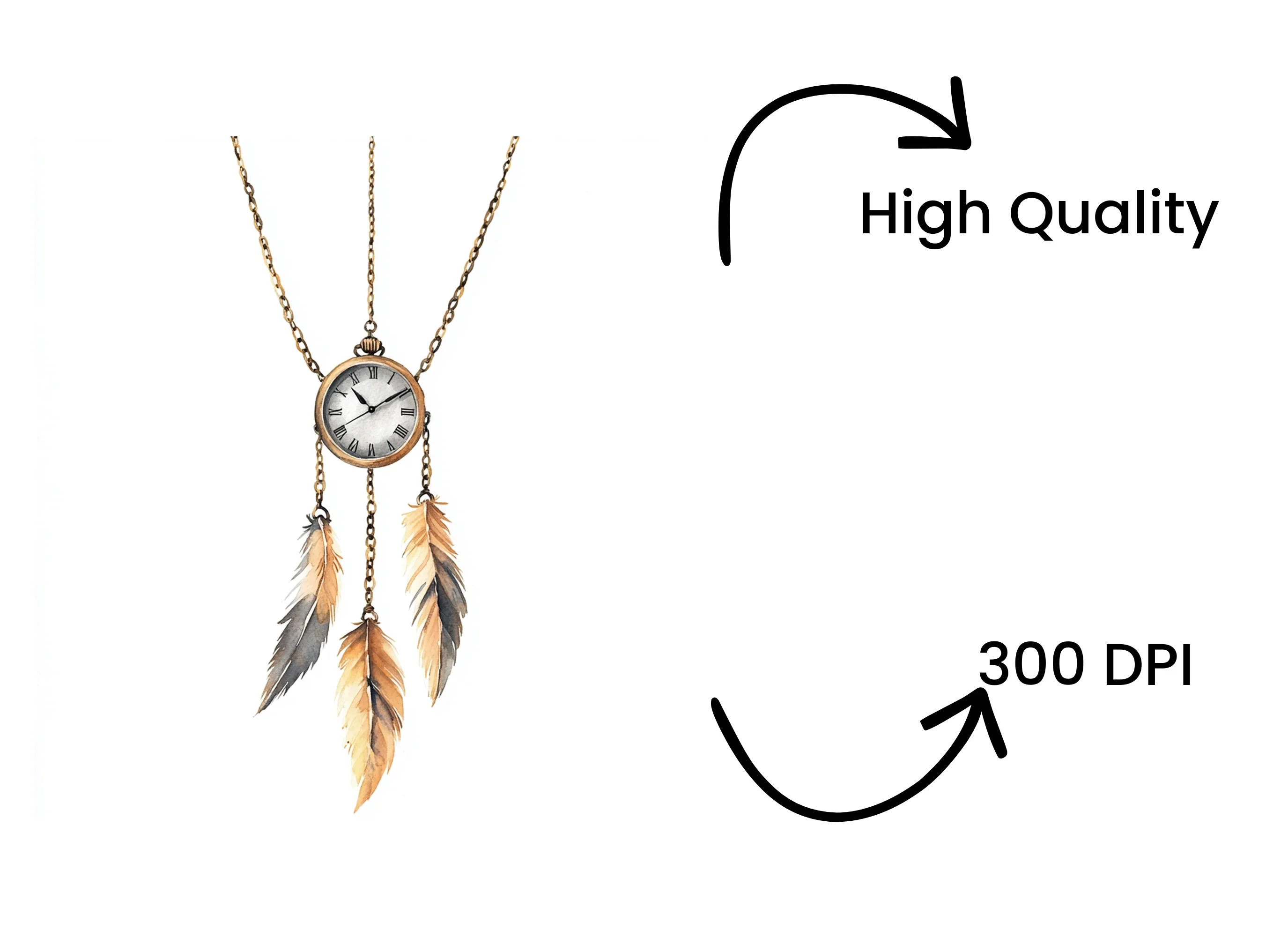 Steampunk Dream Catcher Clock Necklace Clipart Bundle - Image 4