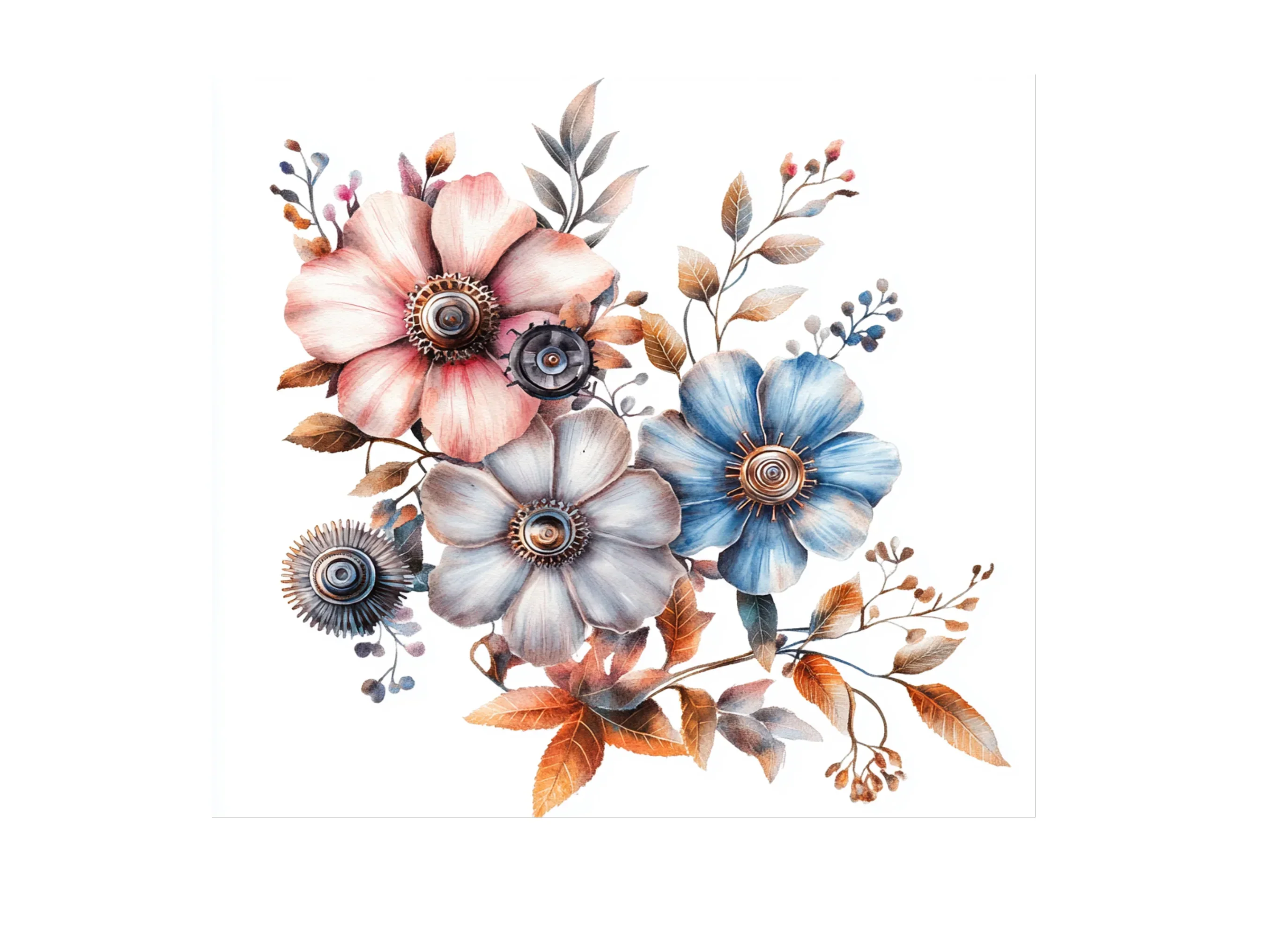 Steampunk Floral Bouquet Clipart Bundle - Image 3