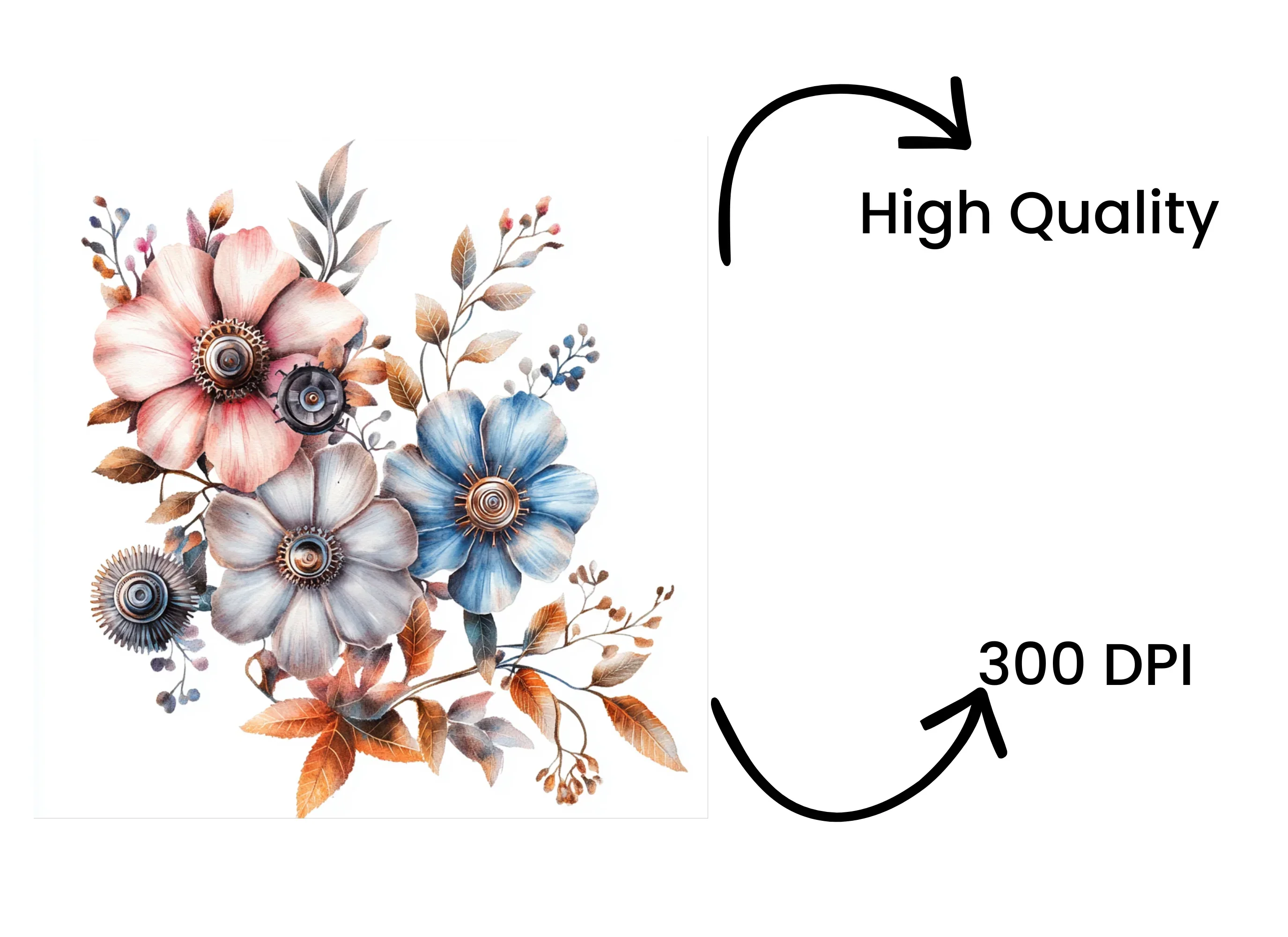 Steampunk Floral Bouquet Clipart Bundle - Image 4