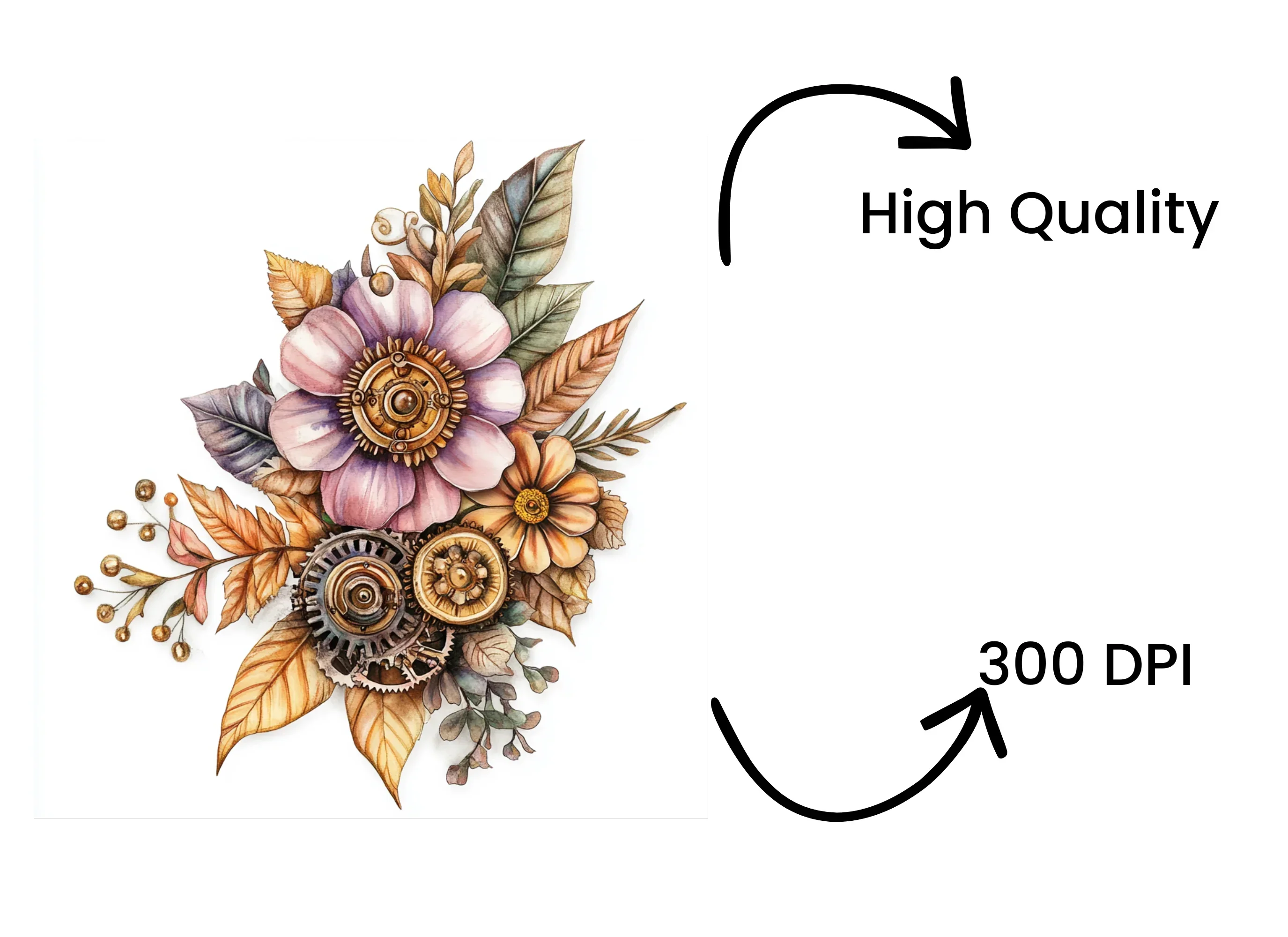 Steampunk Floral Clipart Bundle - Image 4