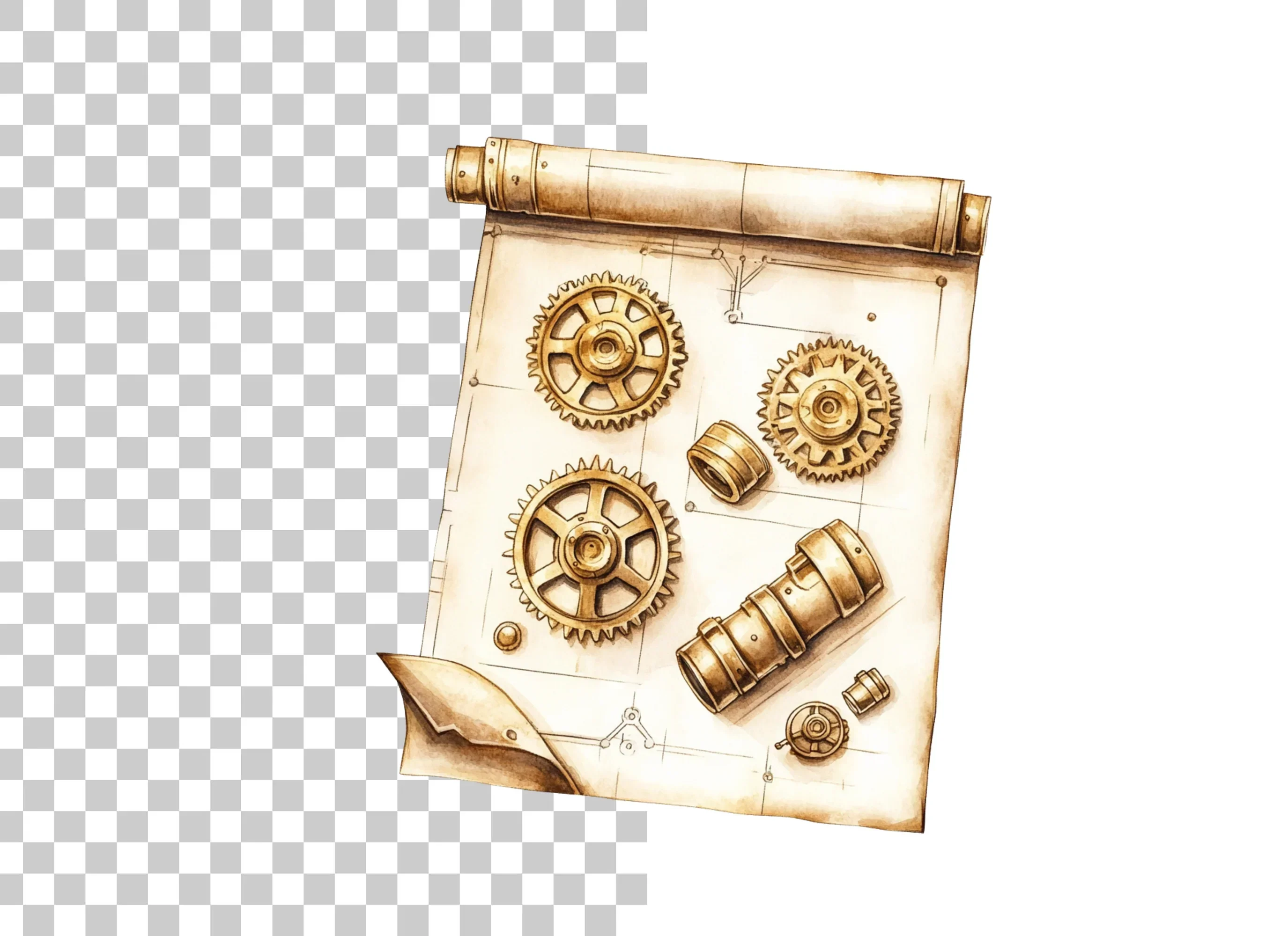 Steampunk Gears Blueprint Clipart Bundle - Image 2