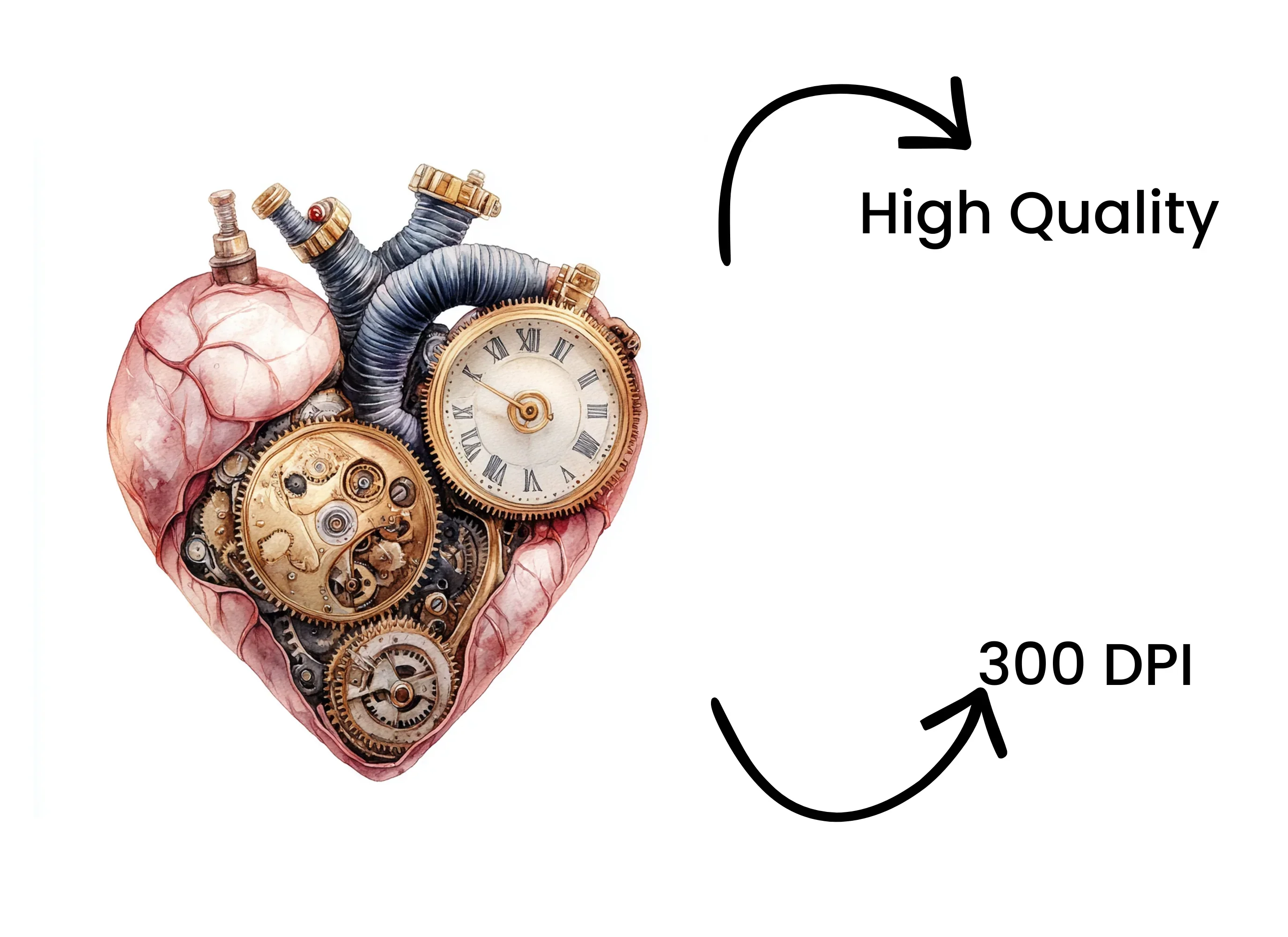 Steampunk Heart Gears Clipart Bundle - Image 4