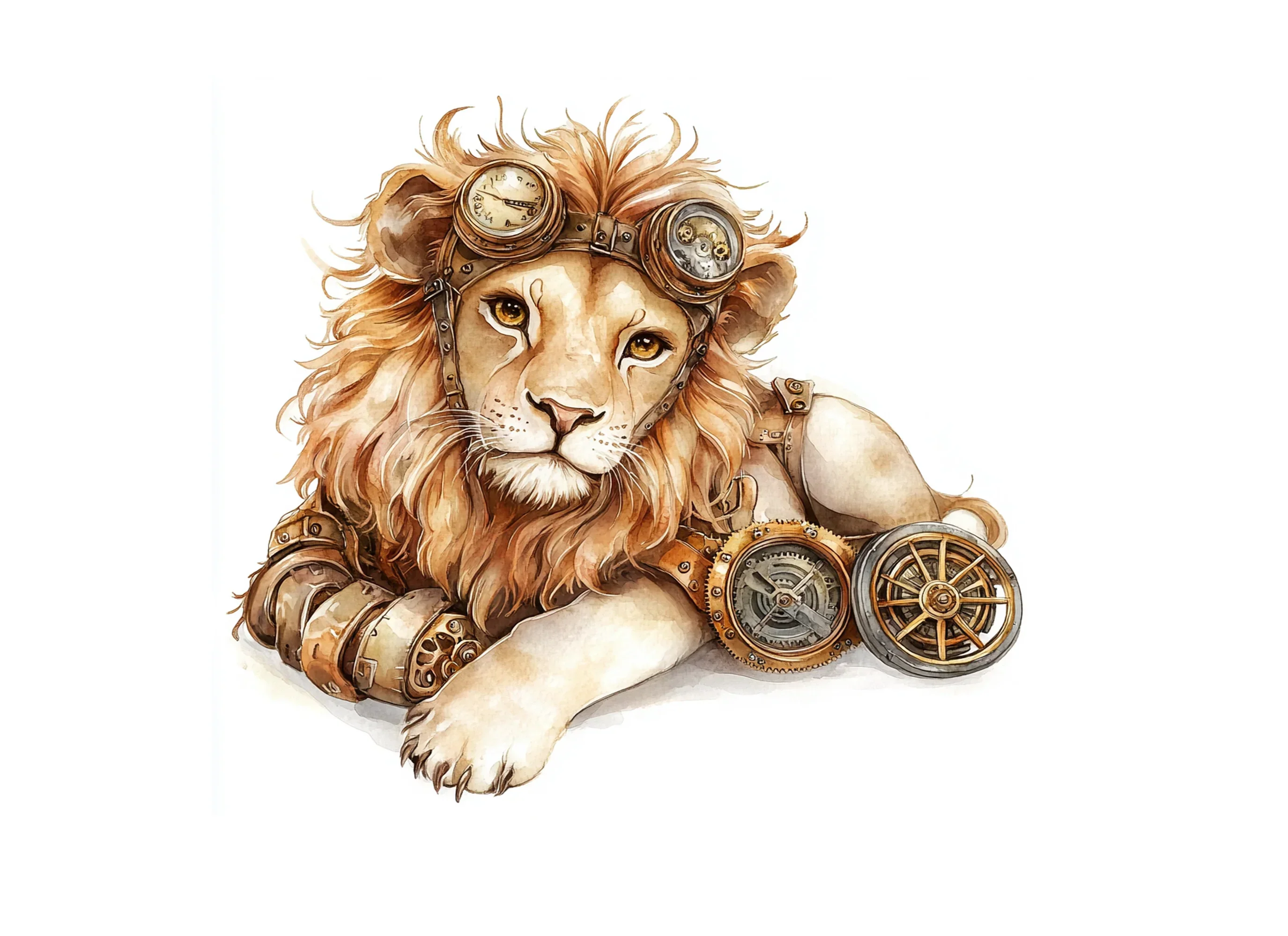 Steampunk Lion Fantasy Animal Clipart Bundle - Image 2