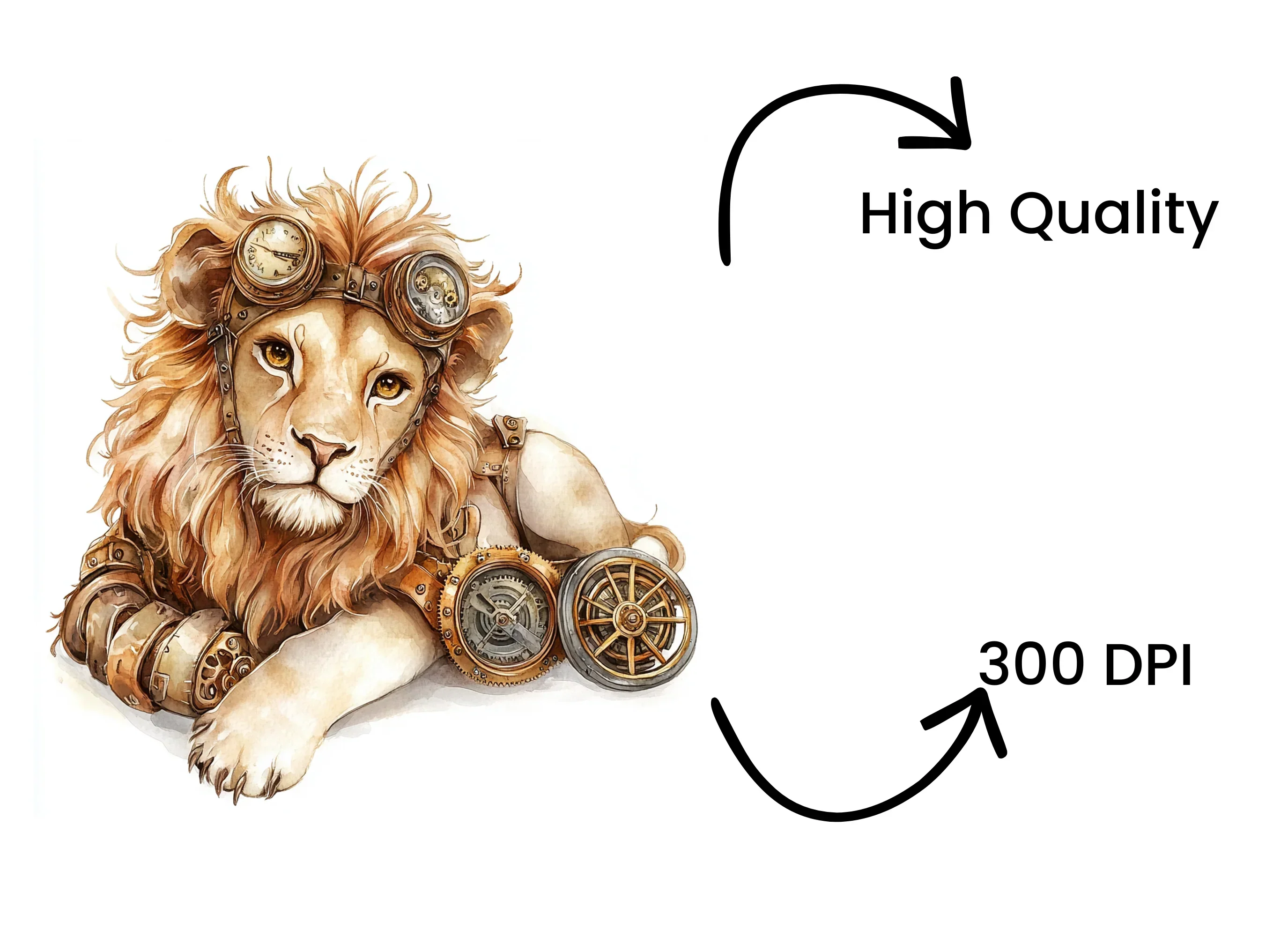 Steampunk Lion Fantasy Animal Clipart Bundle - Image 4