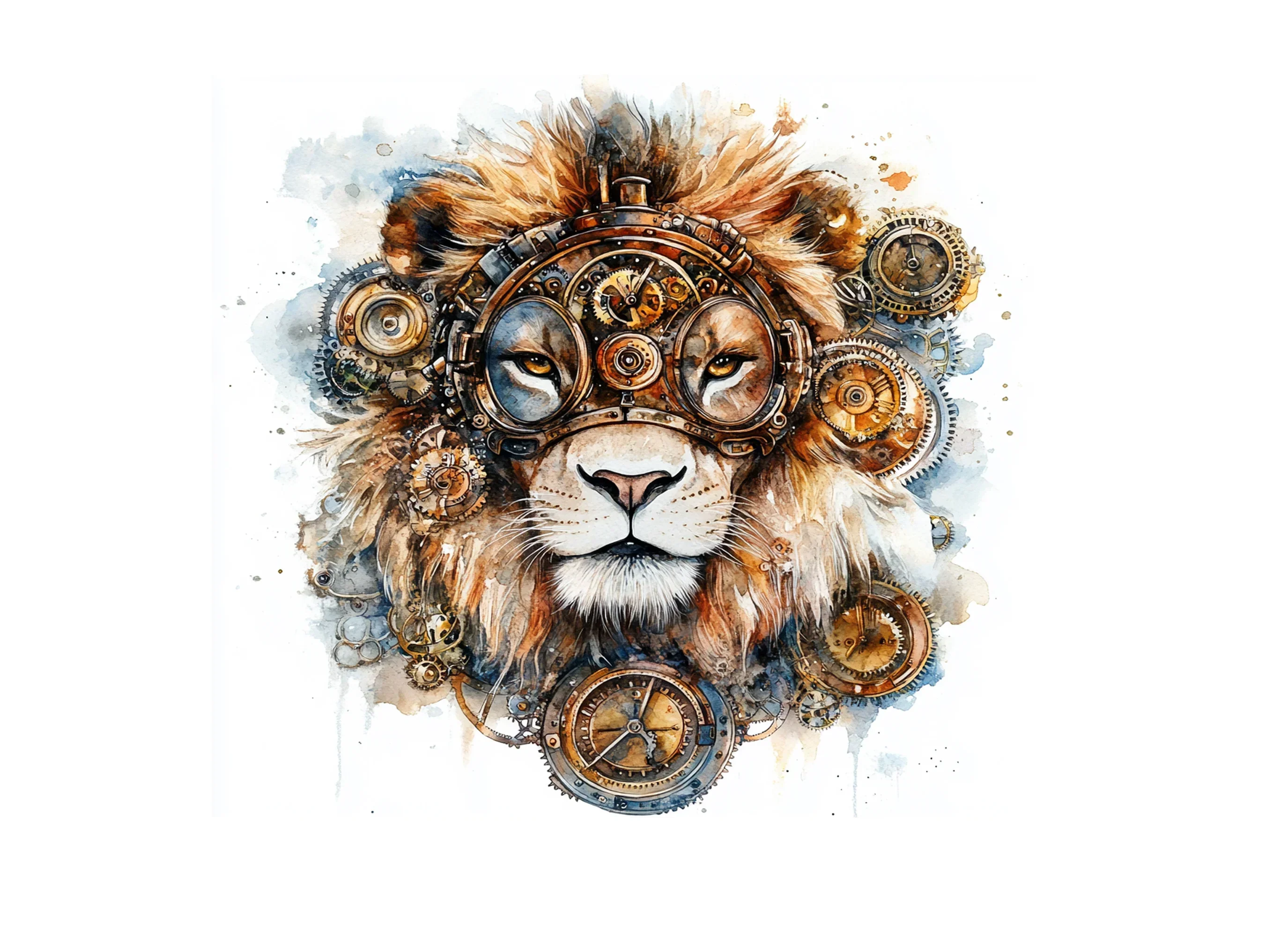 Steampunk Lion Heads Clipart Bundle - Image 2