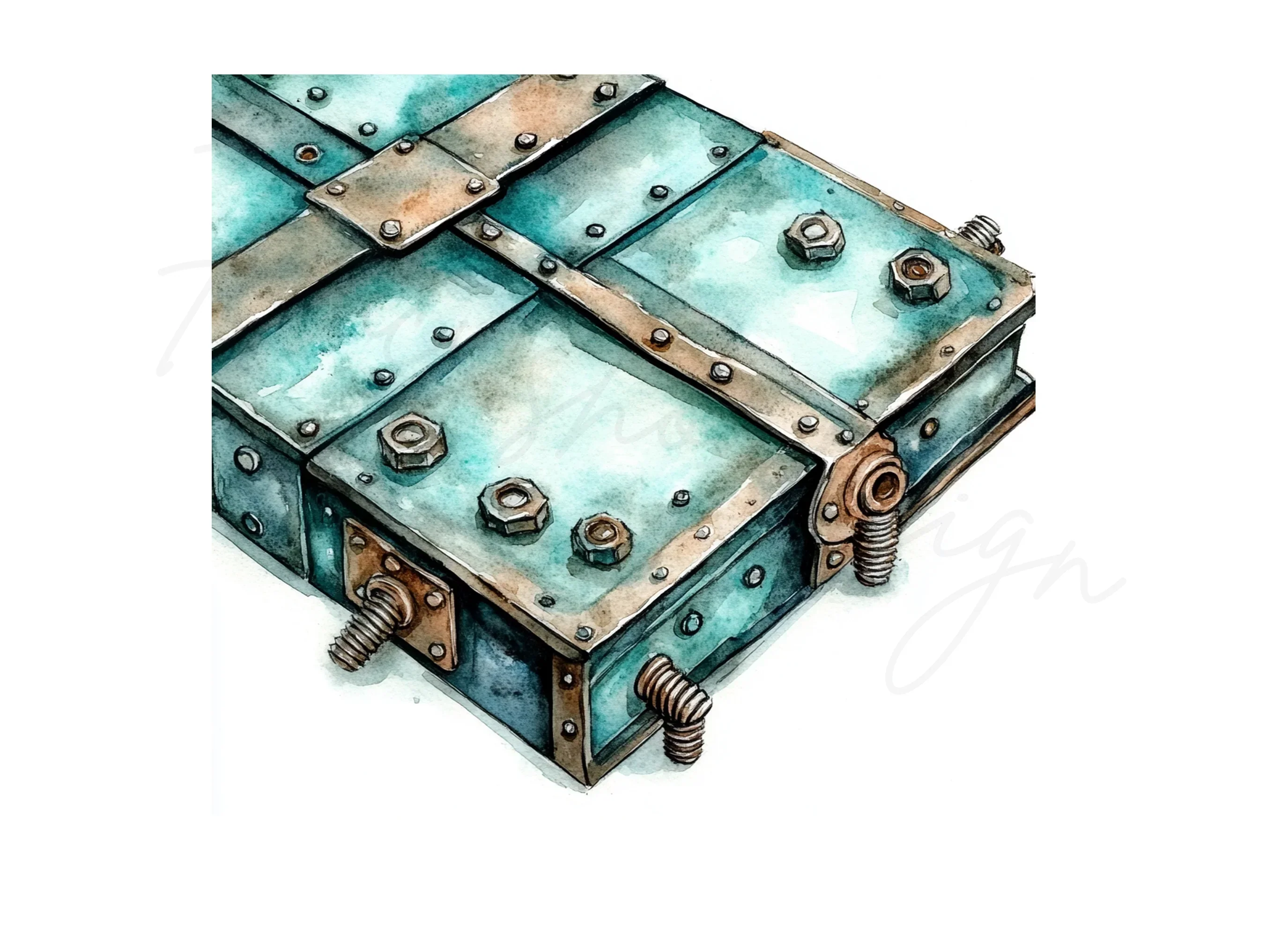 Steampunk Metal Panels Boxes Clipart Bundle - Image 2