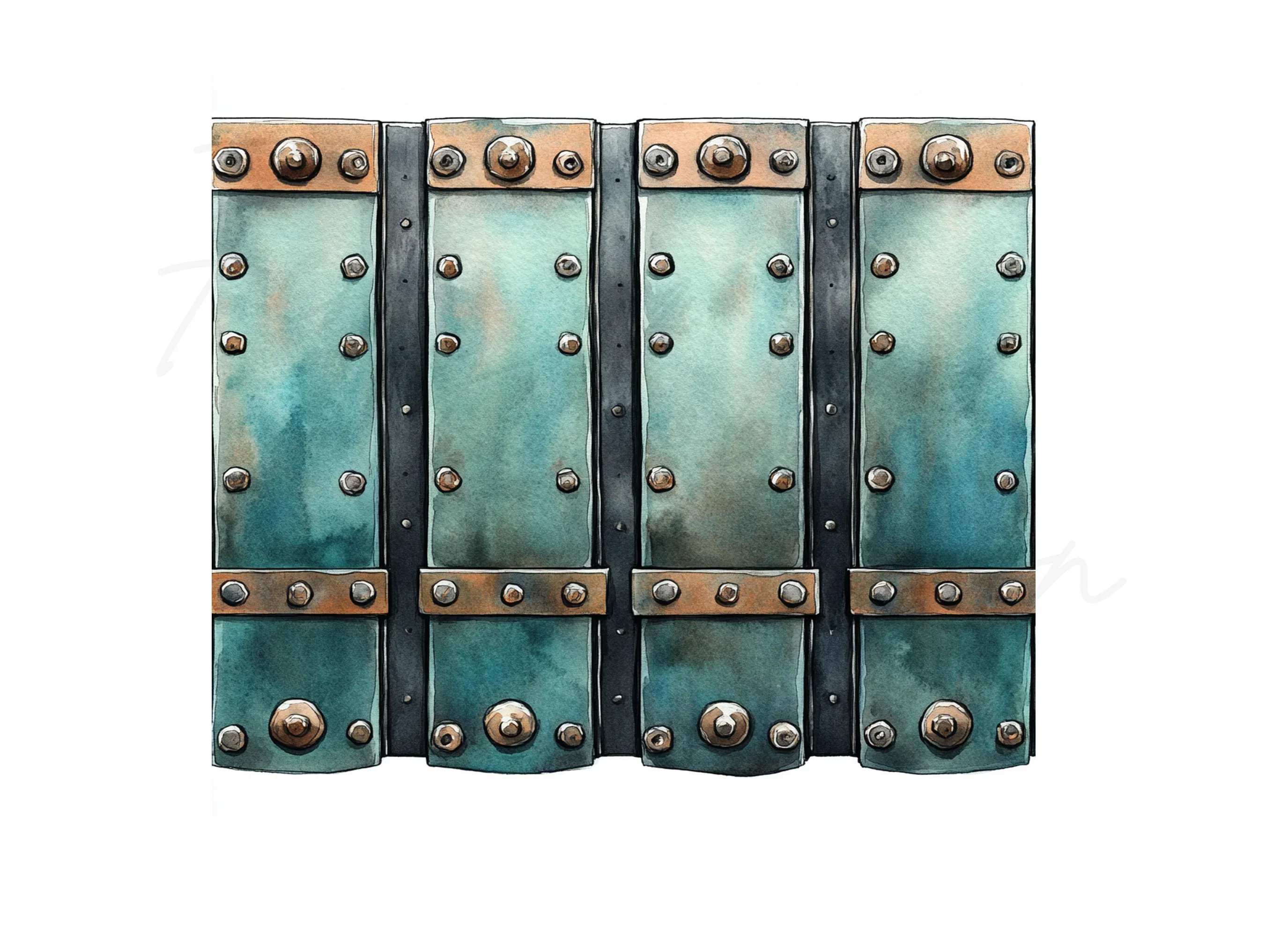 Steampunk Metal Panels Boxes Clipart Bundle - Image 3
