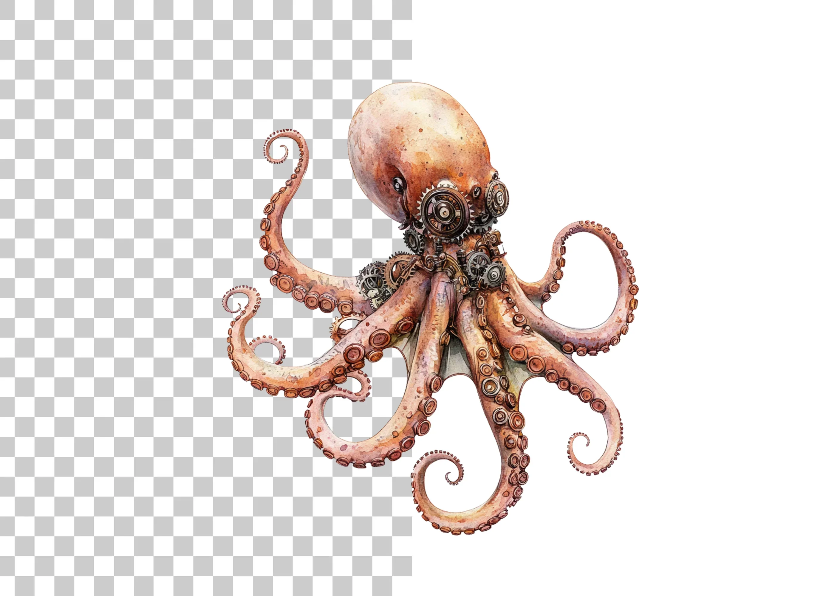 Steampunk Octopus Clipart Bundle - Image 2