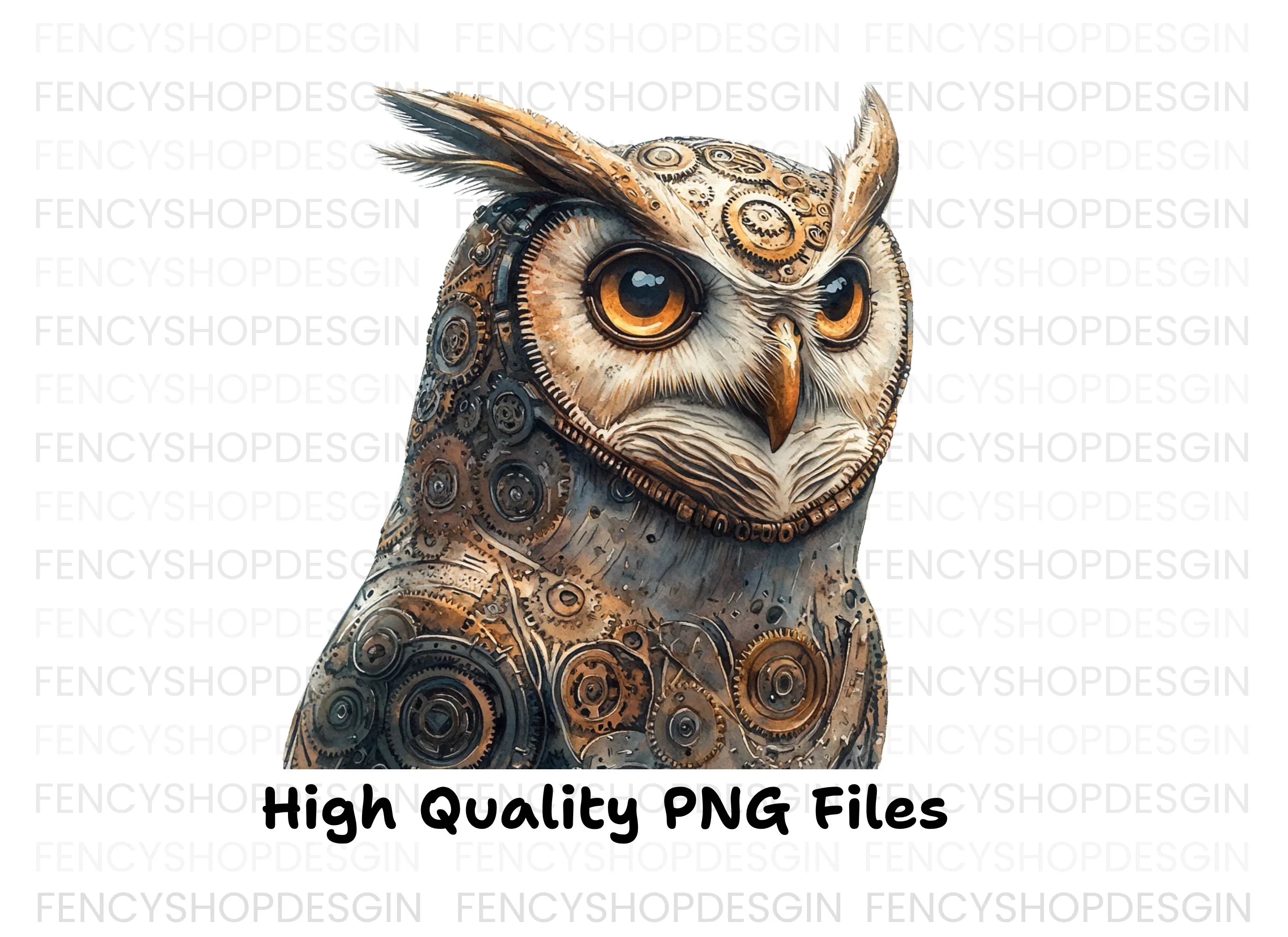 Steampunk Owl Illustration Clipart Bundle - Image 2