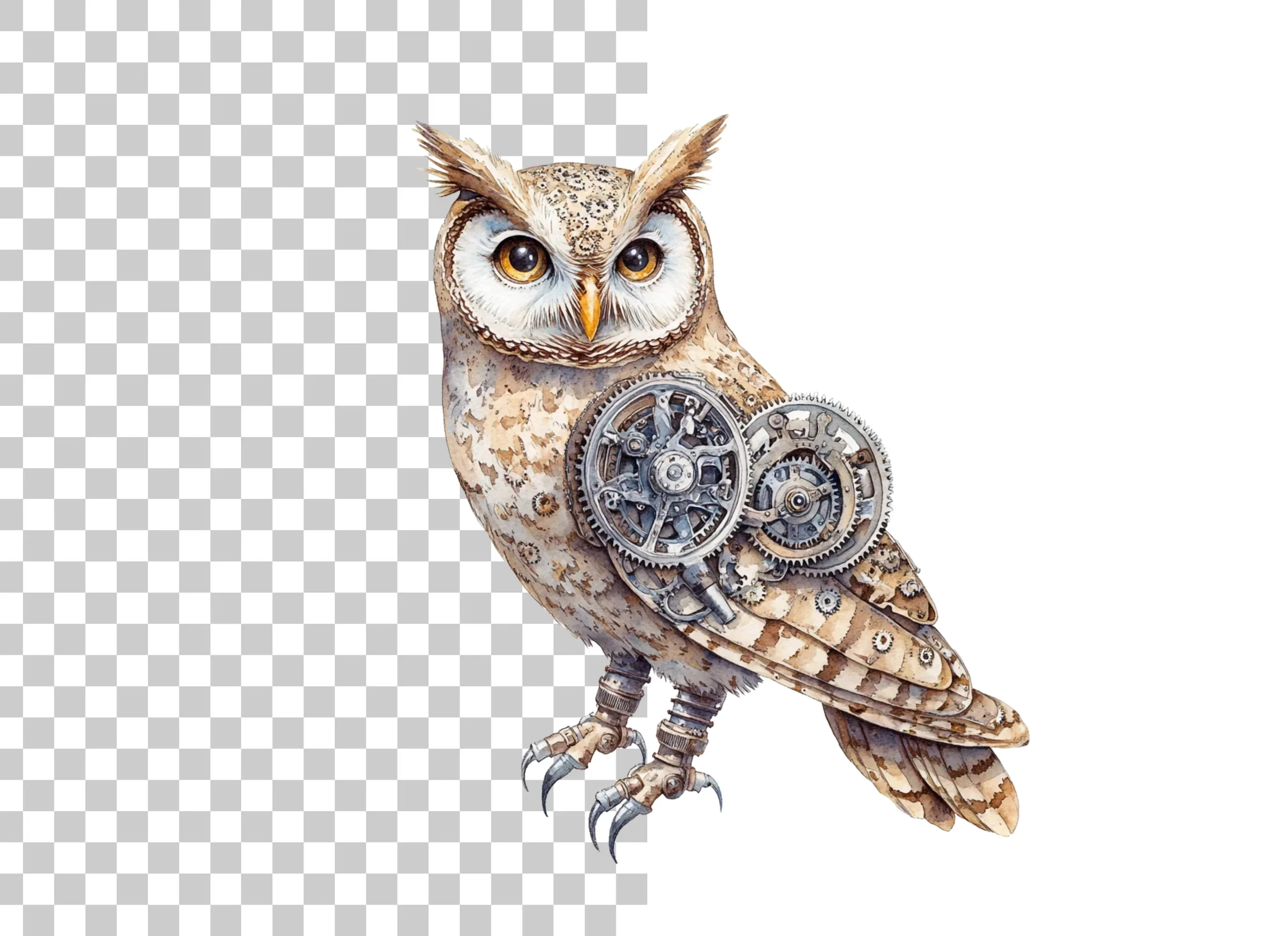 Steampunk Owl Mechanical Bird Clipart Bundle - Image 2