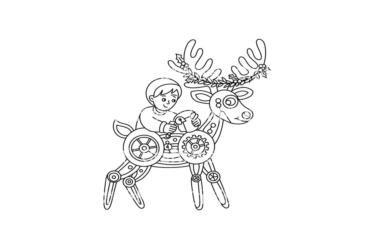 Steampunk Reindeer Adventure Coloring Books - Image 3