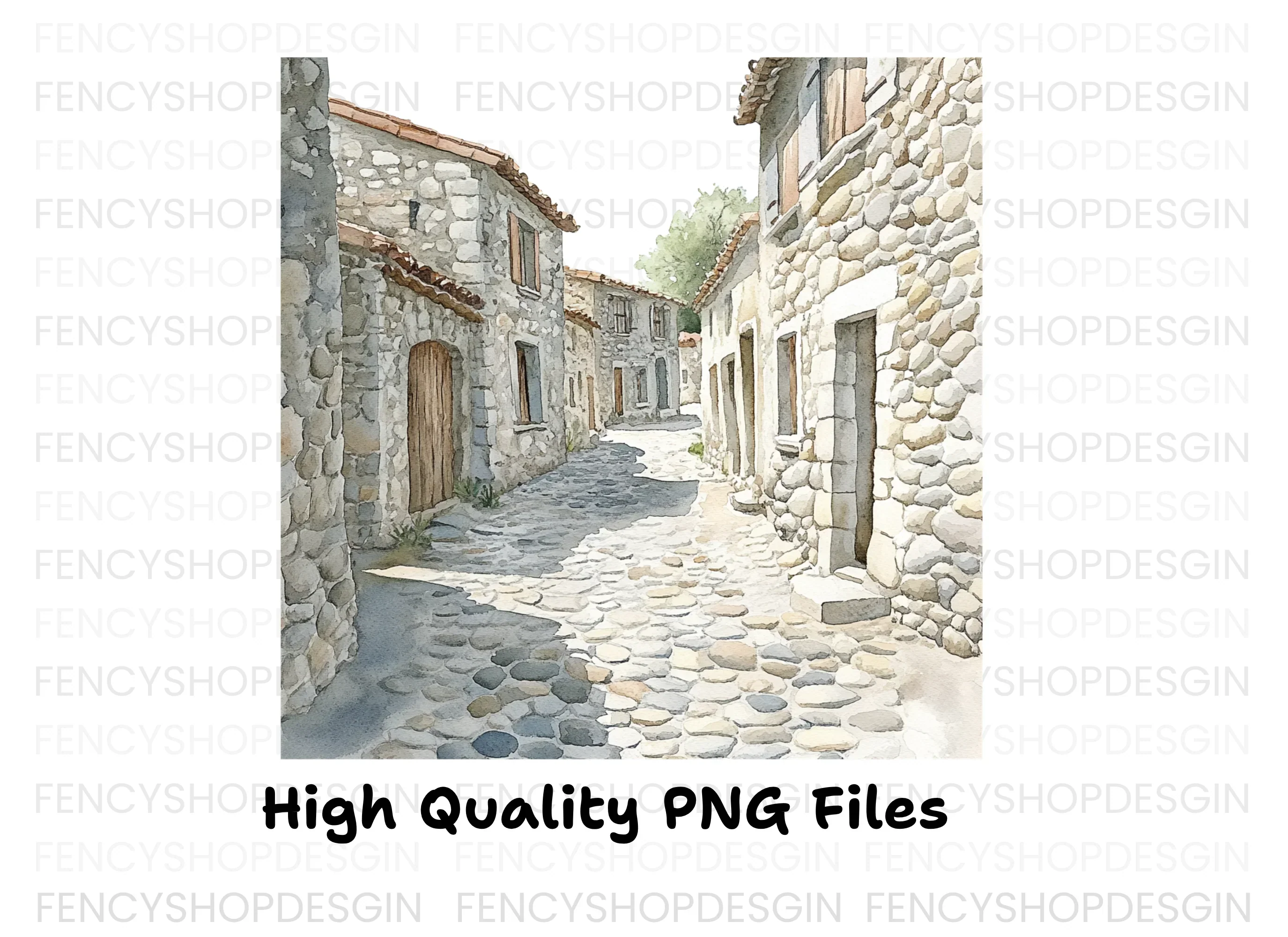 Stone Village Alleyway Clipart Bundle - Image 3