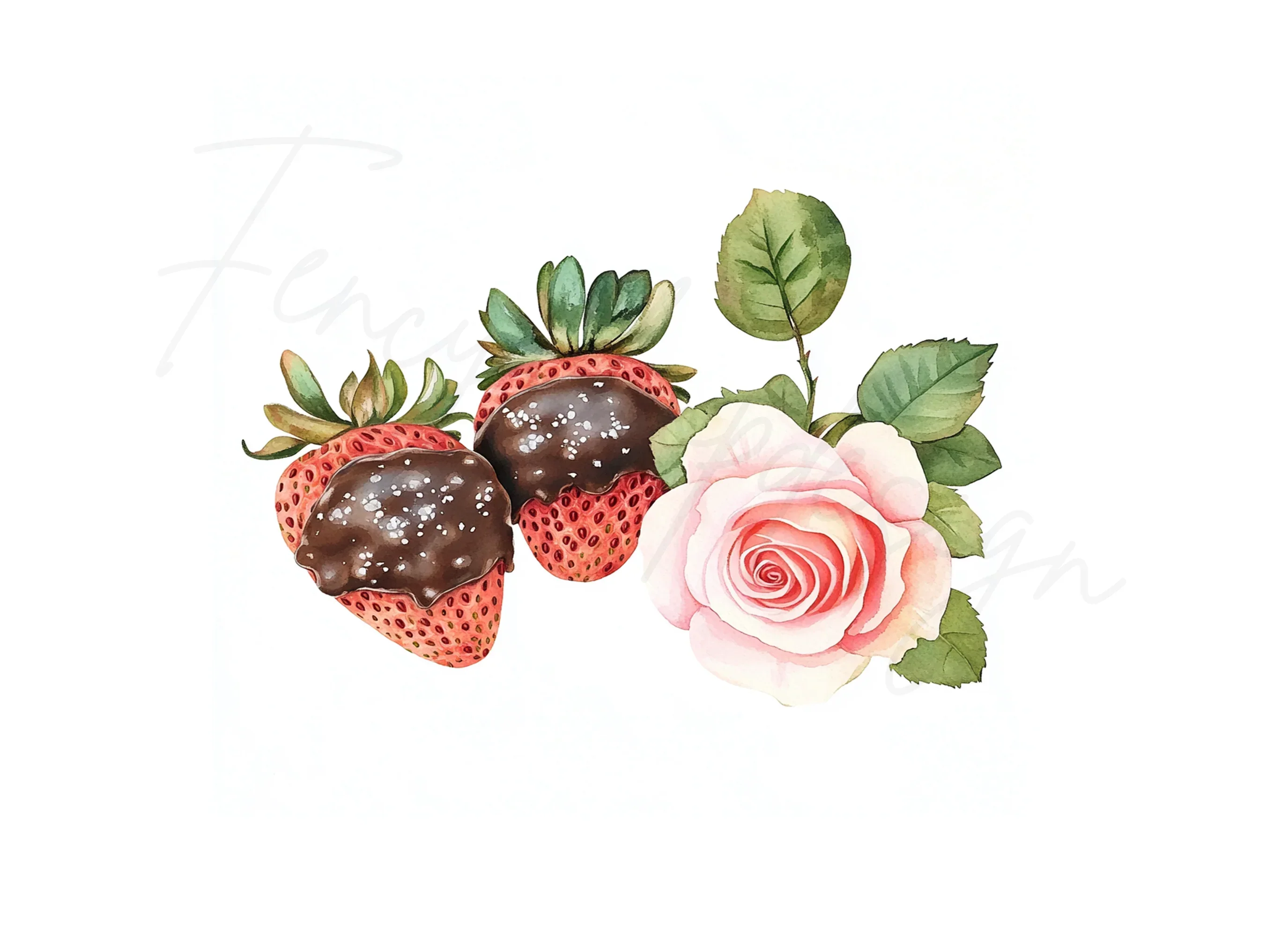 Strawberries Chocolate Roses Clipart Bundle - Image 3