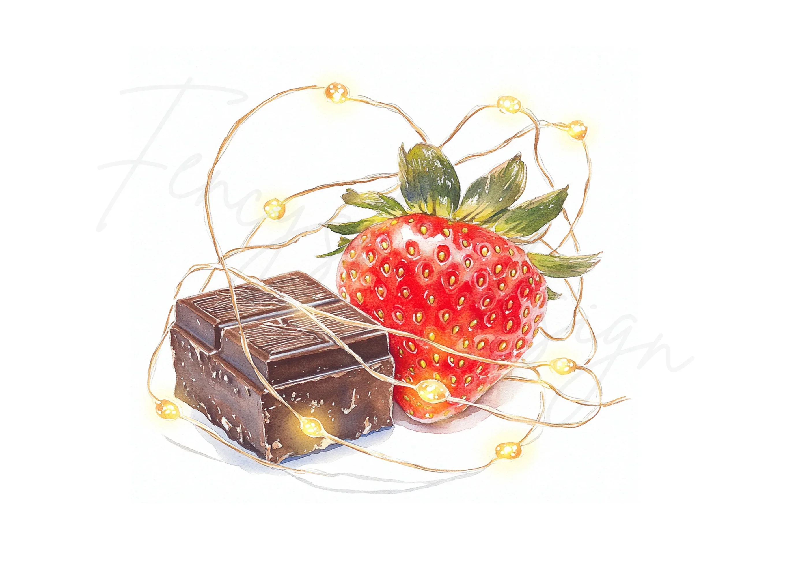 Strawberry and Chocolate with Lights Clipart Bundle - Image 3