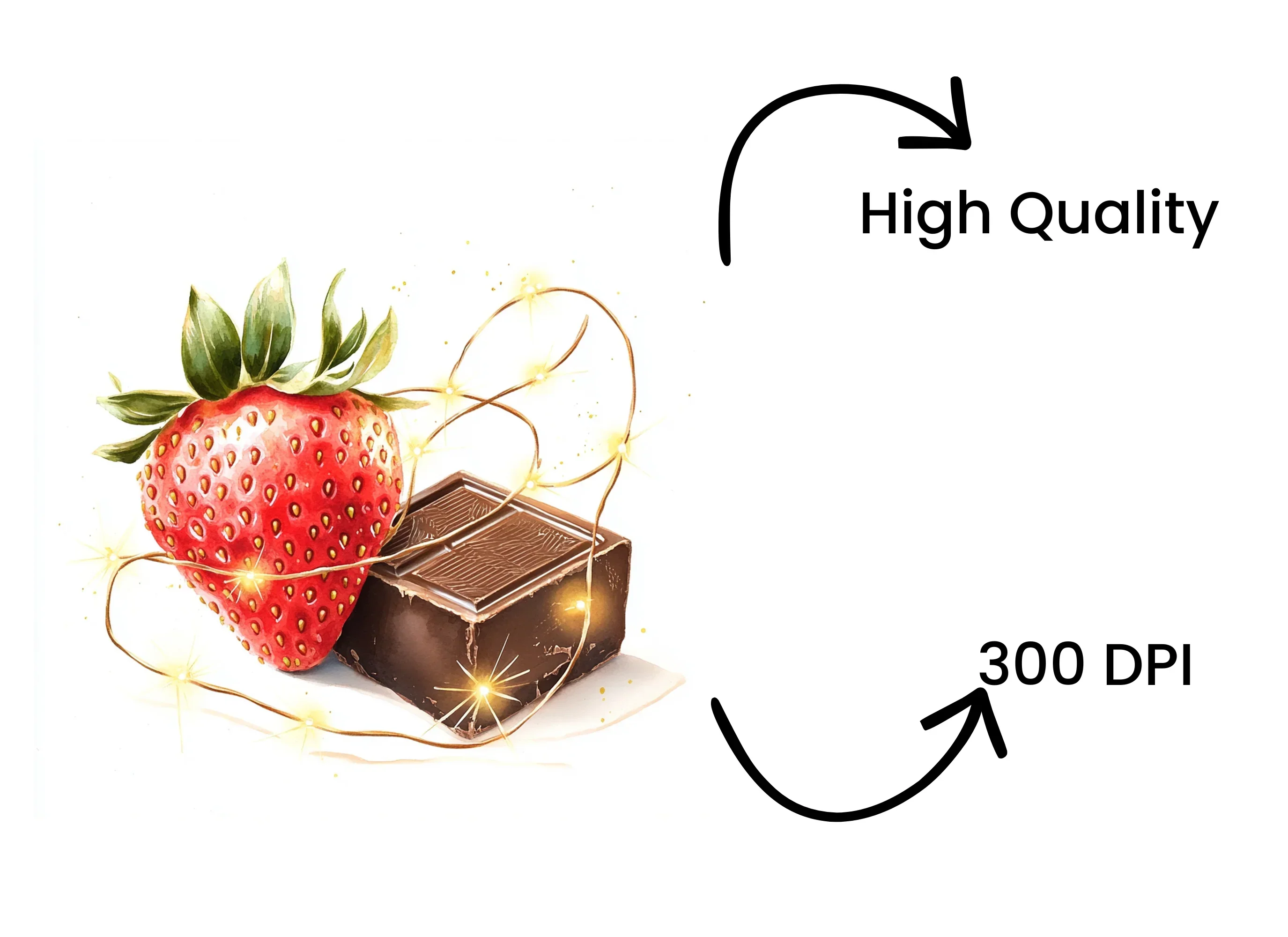 Strawberry and Chocolate with Lights Clipart Bundle - Image 4