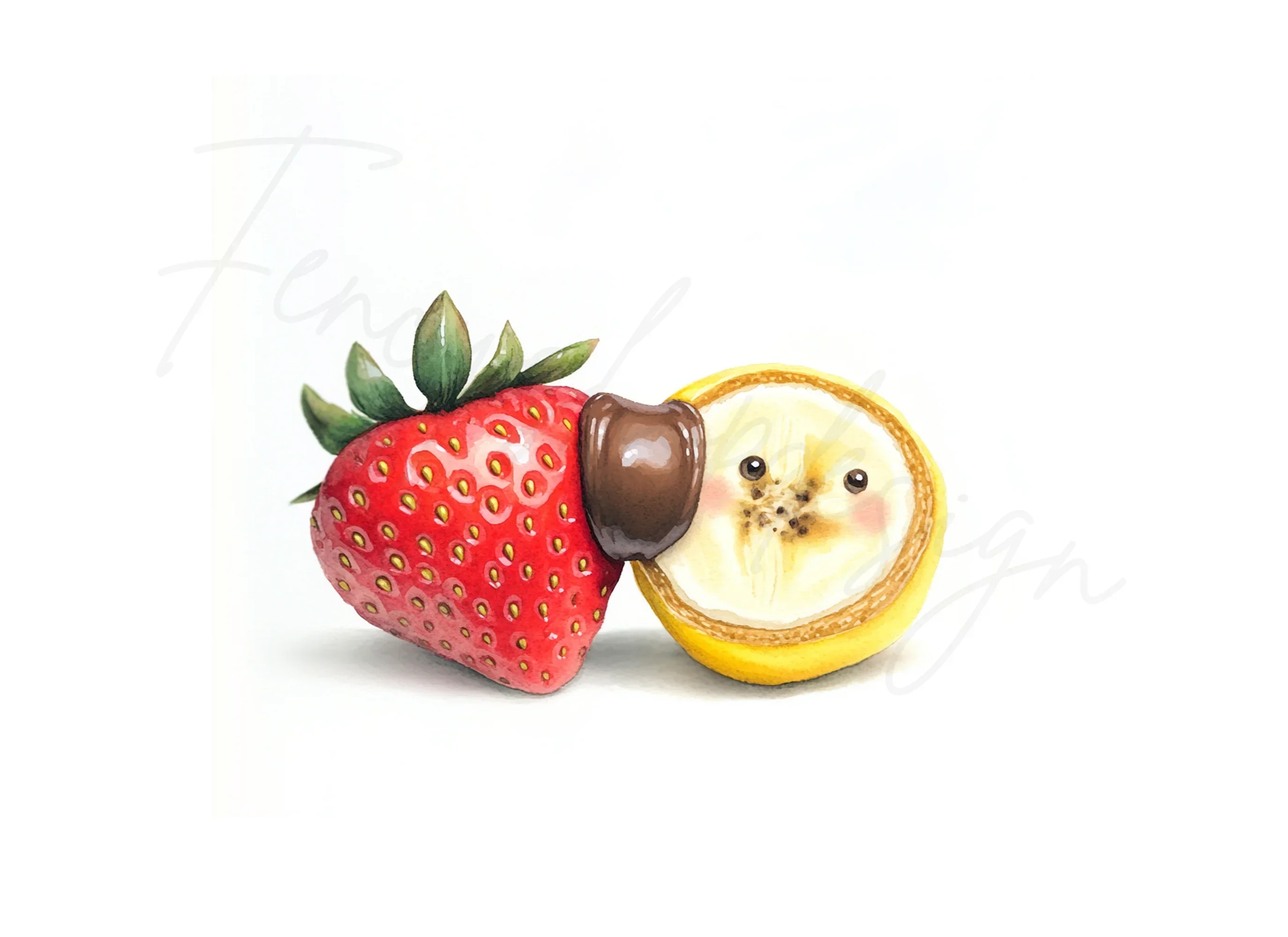 Strawberry Banana Chocolate Dip Clipart Bundle - Image 2