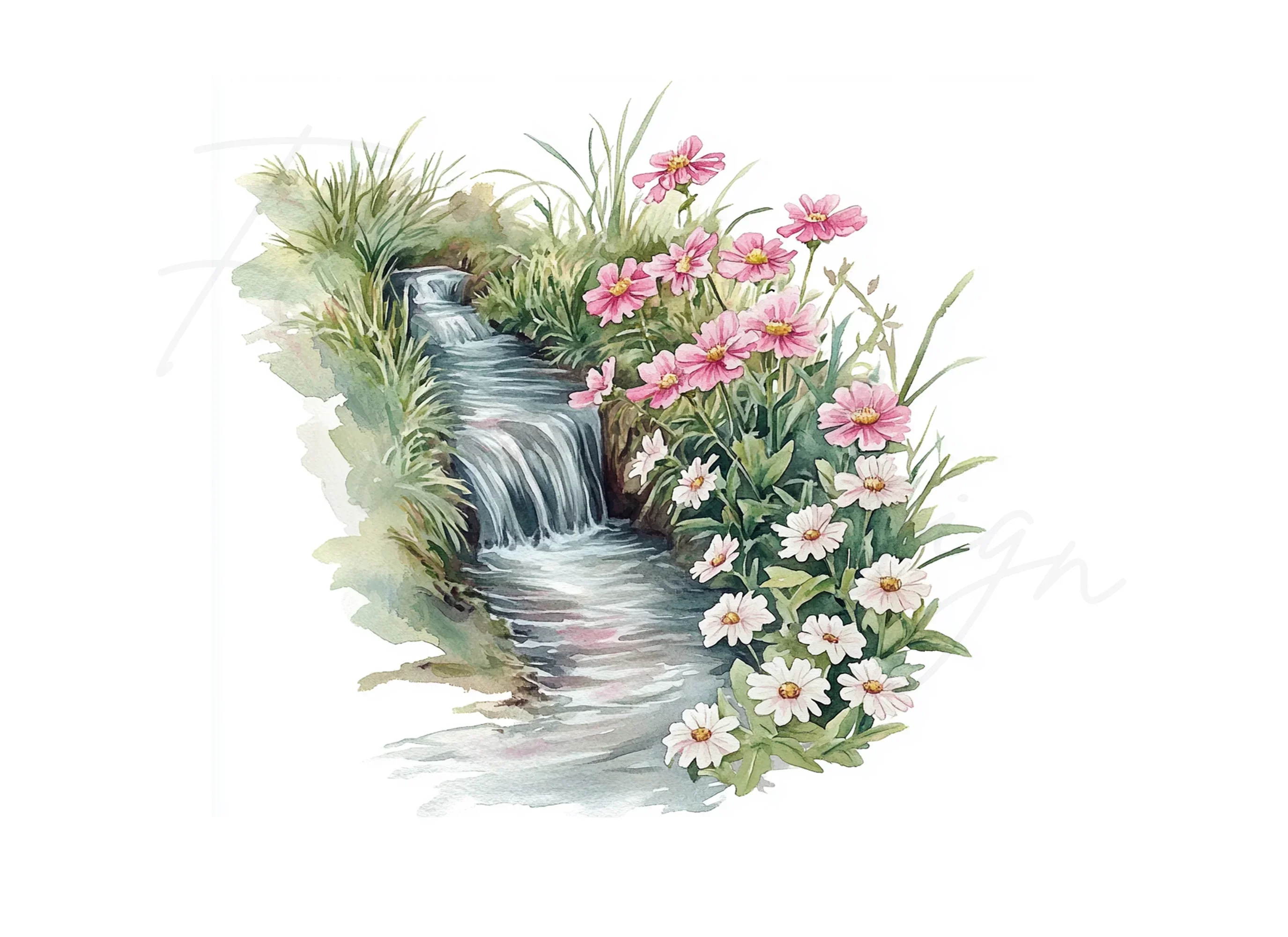Stream and Flowers Clipart Bundle - Image 3