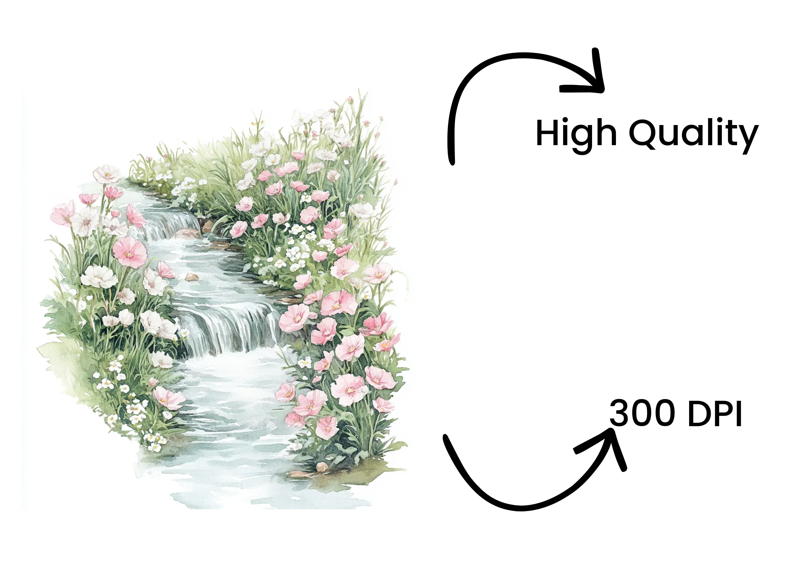 Stream and Flowers Clipart Bundle - Image 4