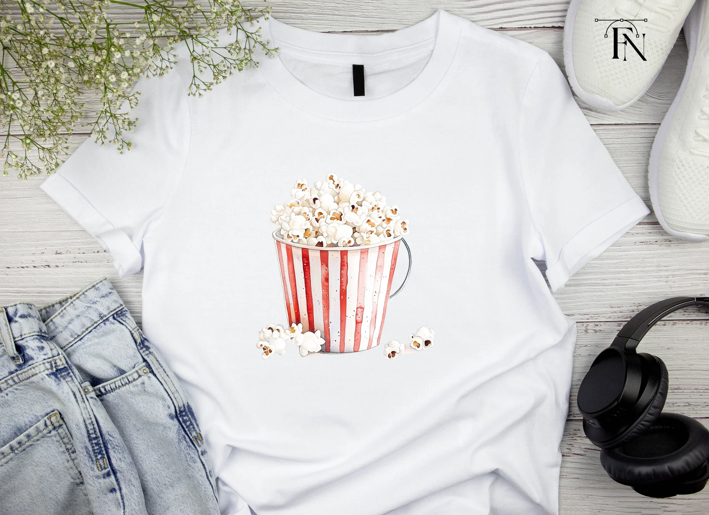 Striped Popcorn Buckets Clipart Bundle - Image 4