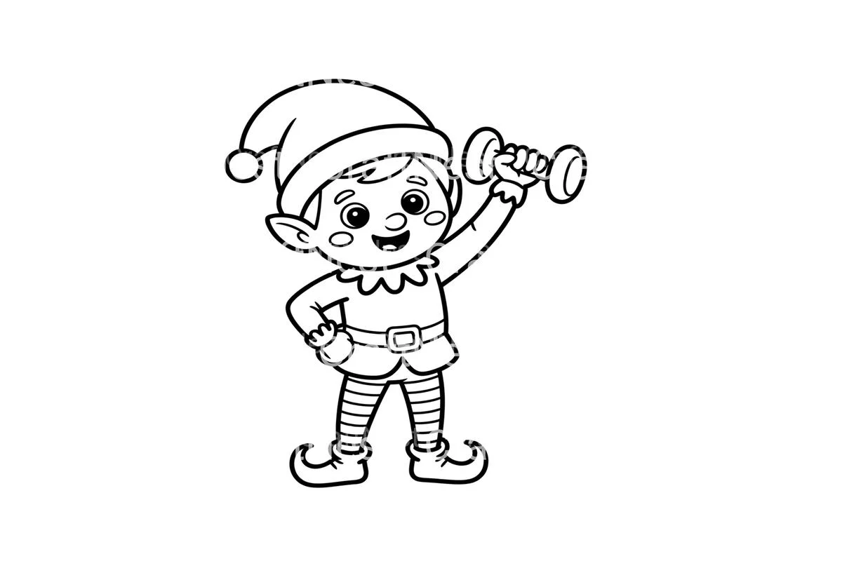 Strong Christmas Elf Weightlifting Coloring Books - Image 2