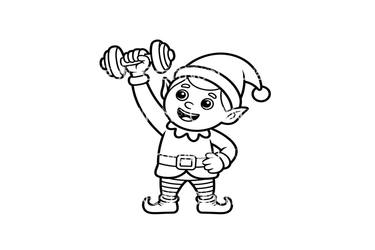 Strong Christmas Elf Weightlifting Coloring Books - Image 4