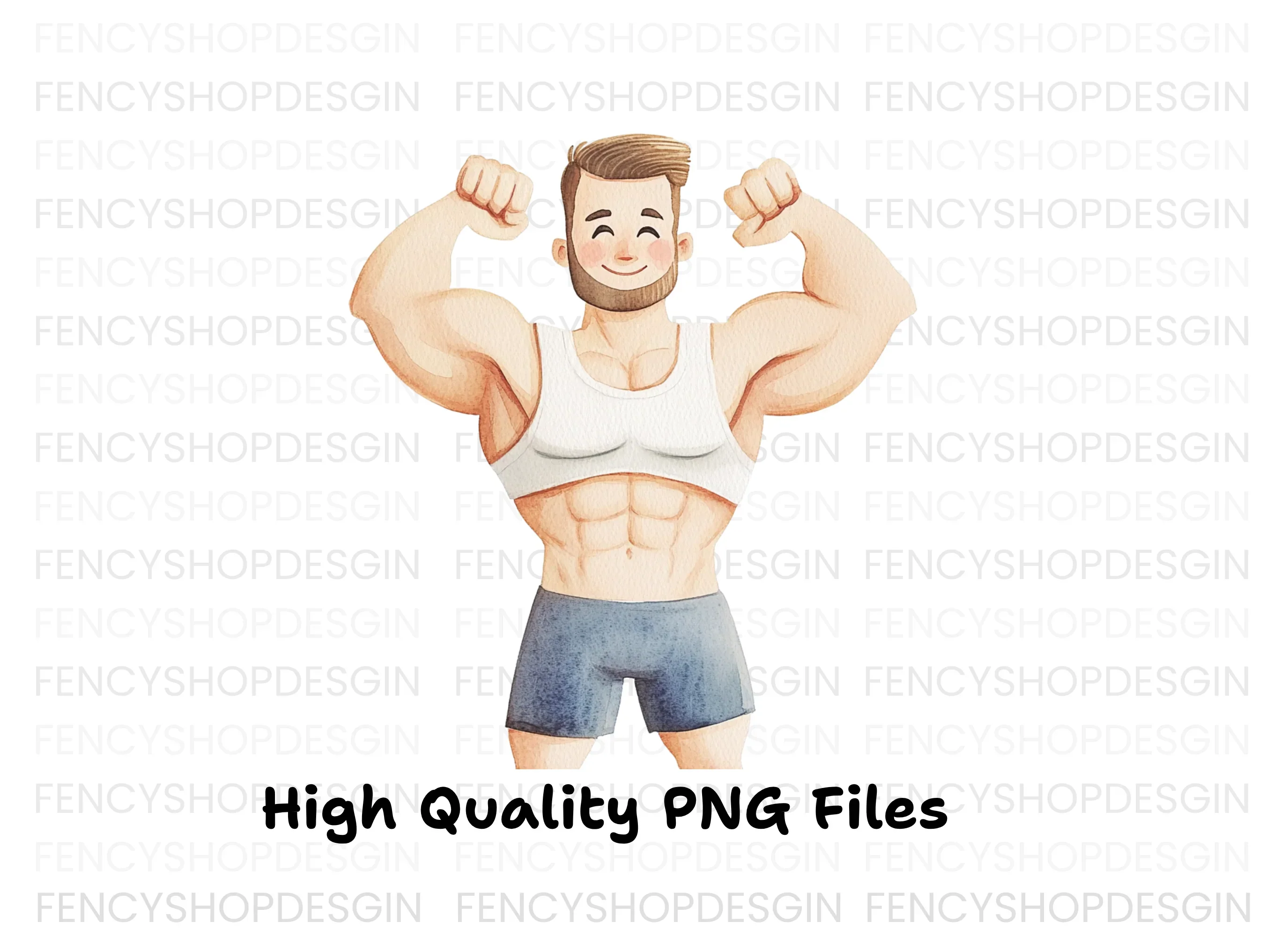 Strong Man Flexing Muscles Clipart Bundle - Image 3